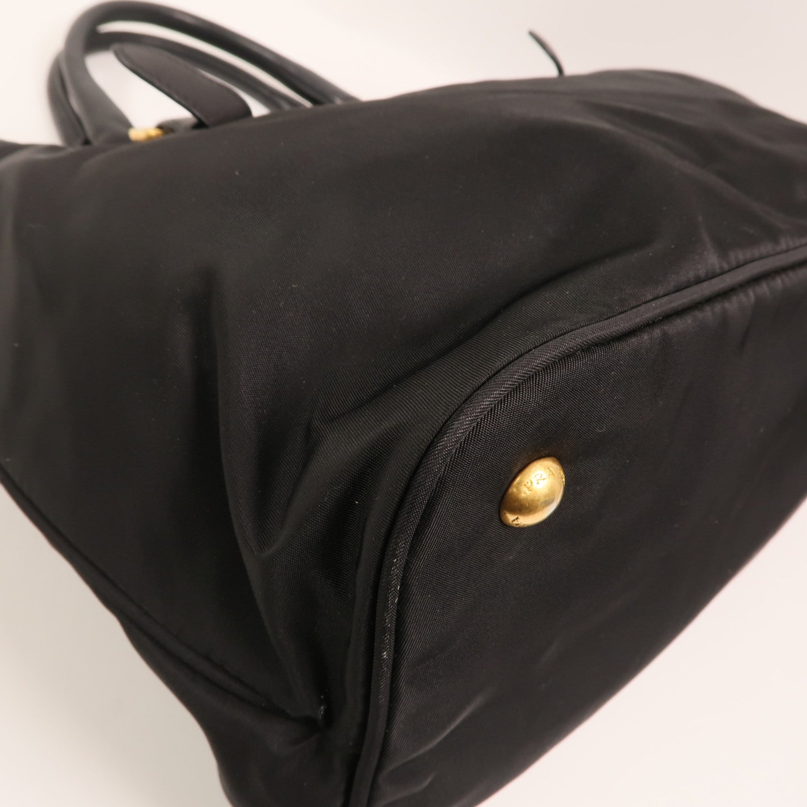 PRADA 尼龍/皮革HandBag金扣手挽肩背兩用袋