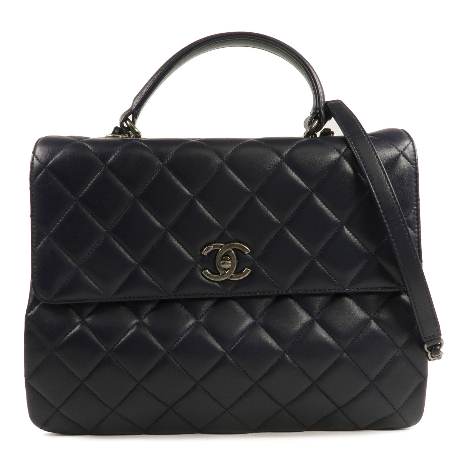 CHANEL 【激減優惠】羊皮皮革Trendy CC Large銀扣手挽肩背兩用袋