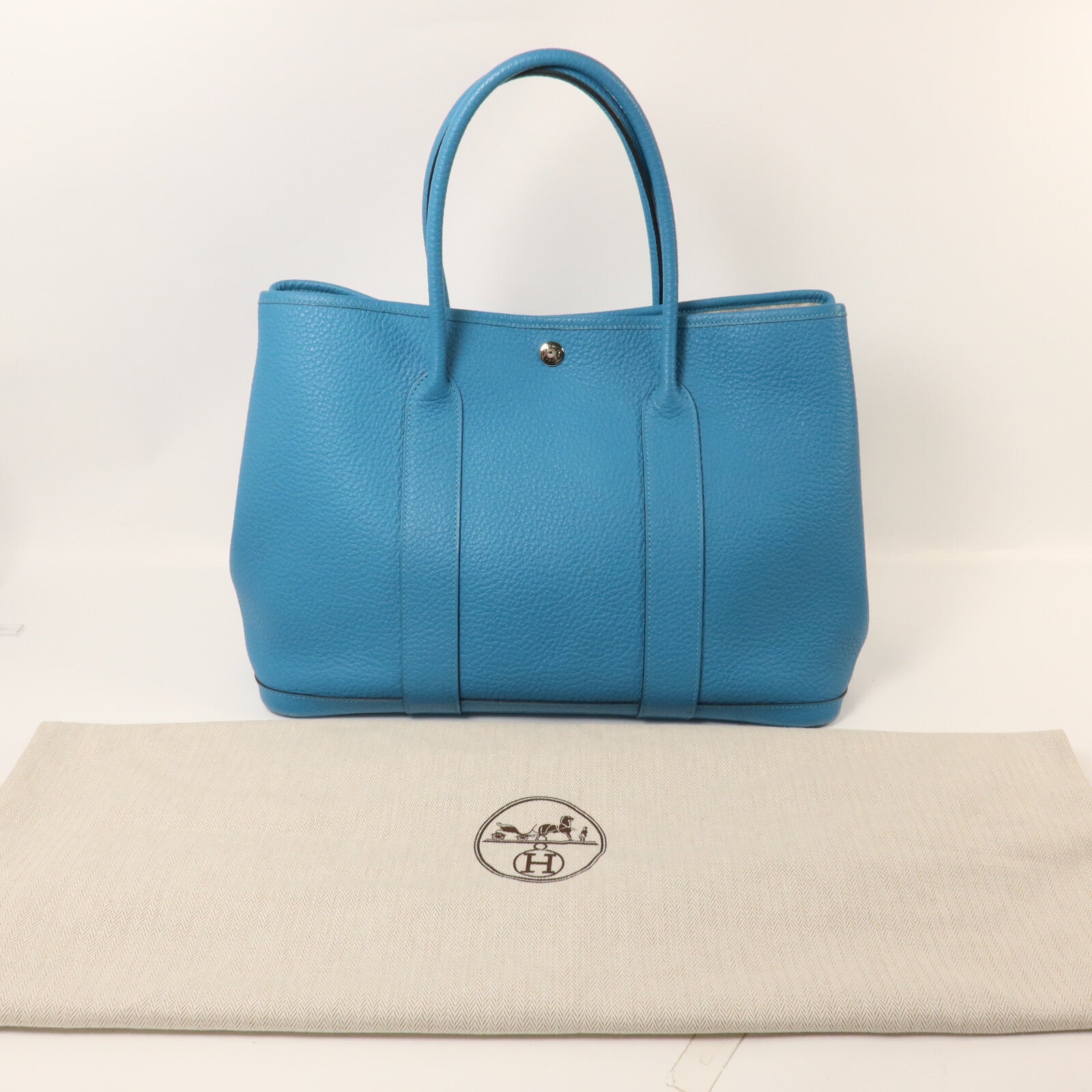 HERMES Negonda皮革Garden Party PM手挽袋Turquoise