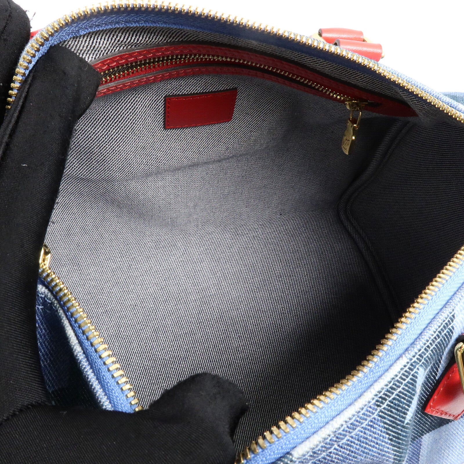 LOUIS VUITTON Monogram Denim Speedy Bandouliere 30 Square Patchwork手挽肩背兩用袋