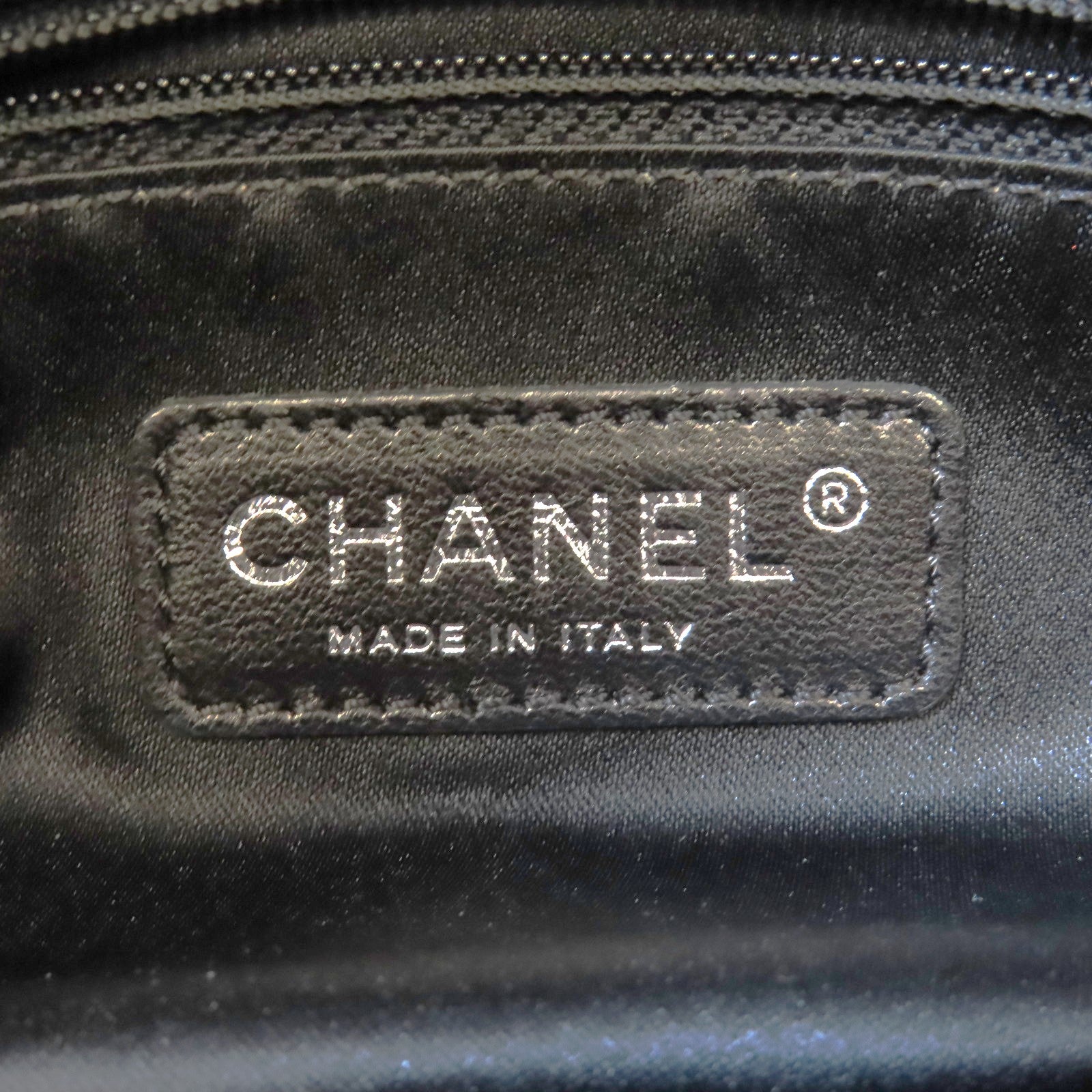 CHANEL 亮片Chain Shoulder銀扣肩背袋黑色