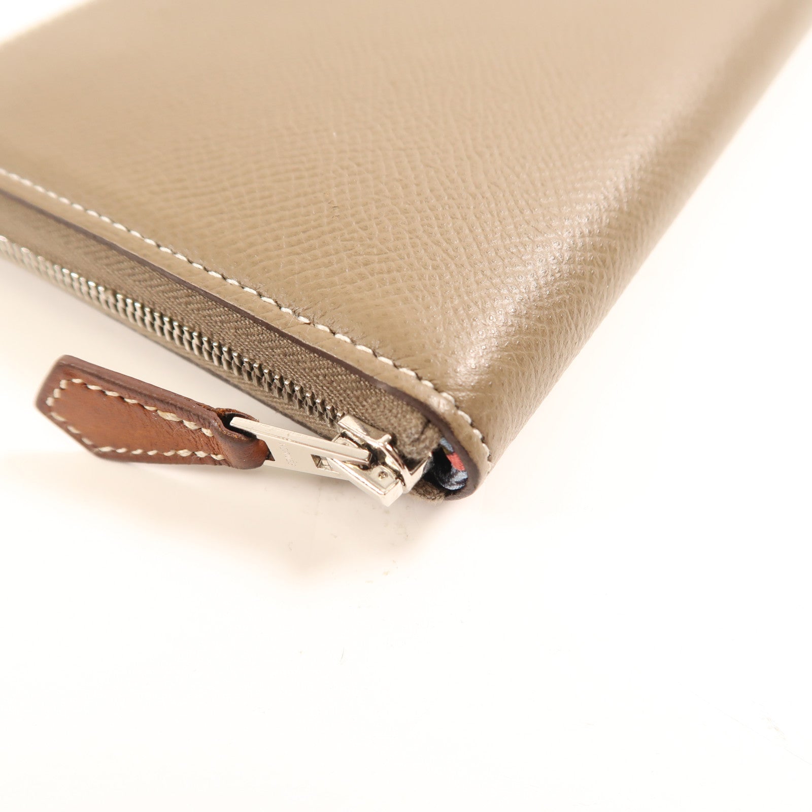 HERMES PHW Silk In Long Wallet Veau Epsom Leather Etoupe Stamp D Brown