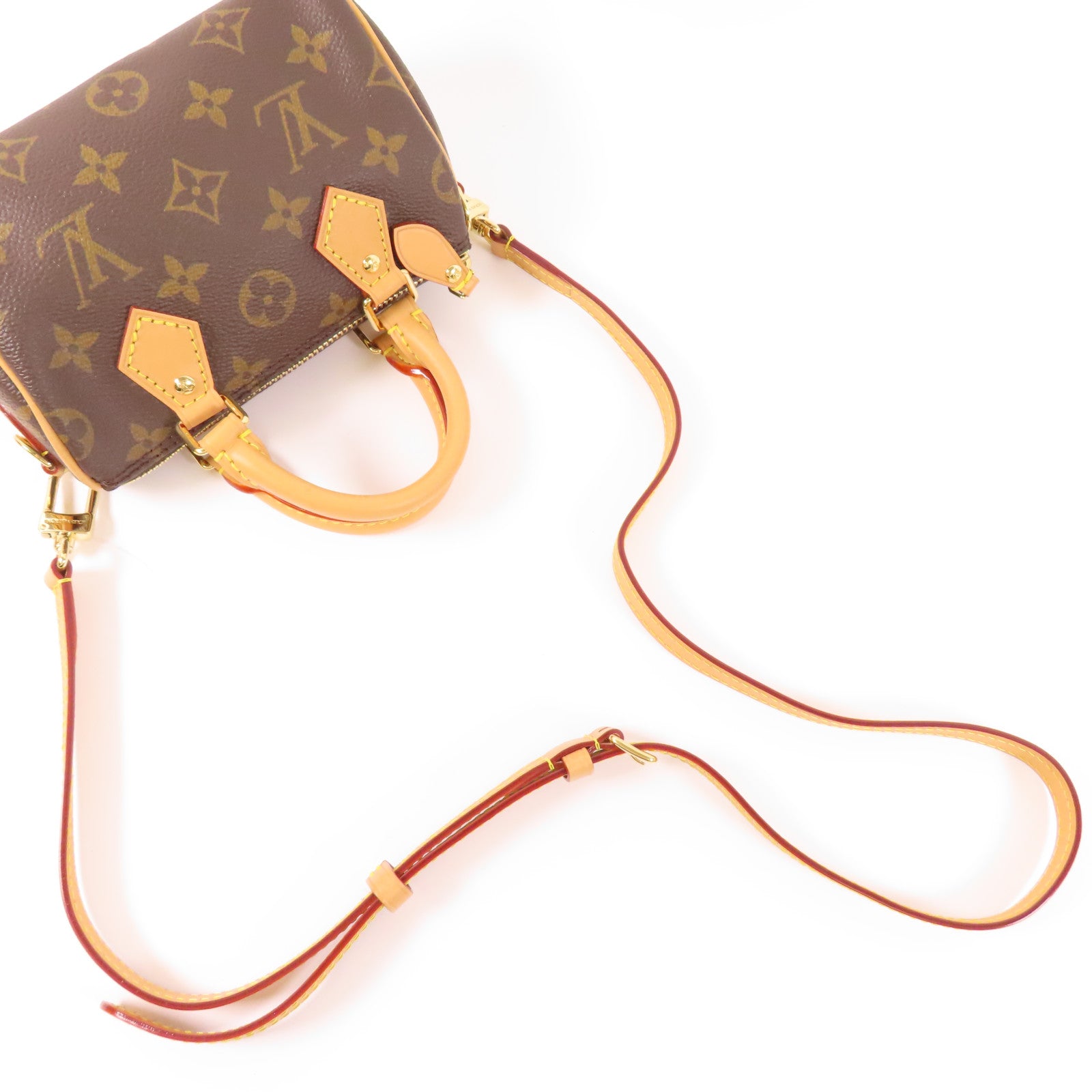 LOUIS VUITTON Monogram Nano Speedy金扣手挽肩背兩用袋