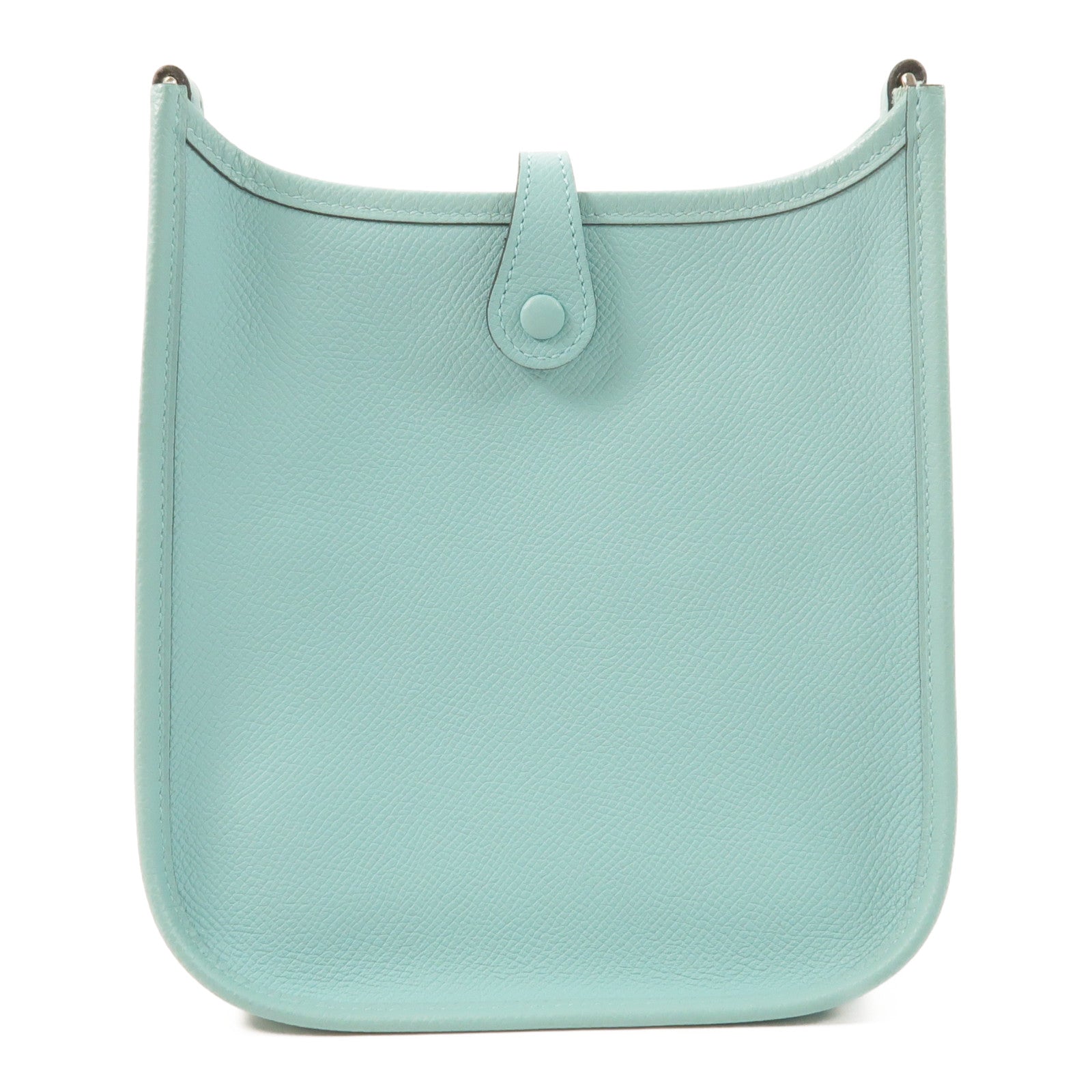 HERMES Epsom皮革Evelyne TPM銀扣肩背袋Bleu Atoll