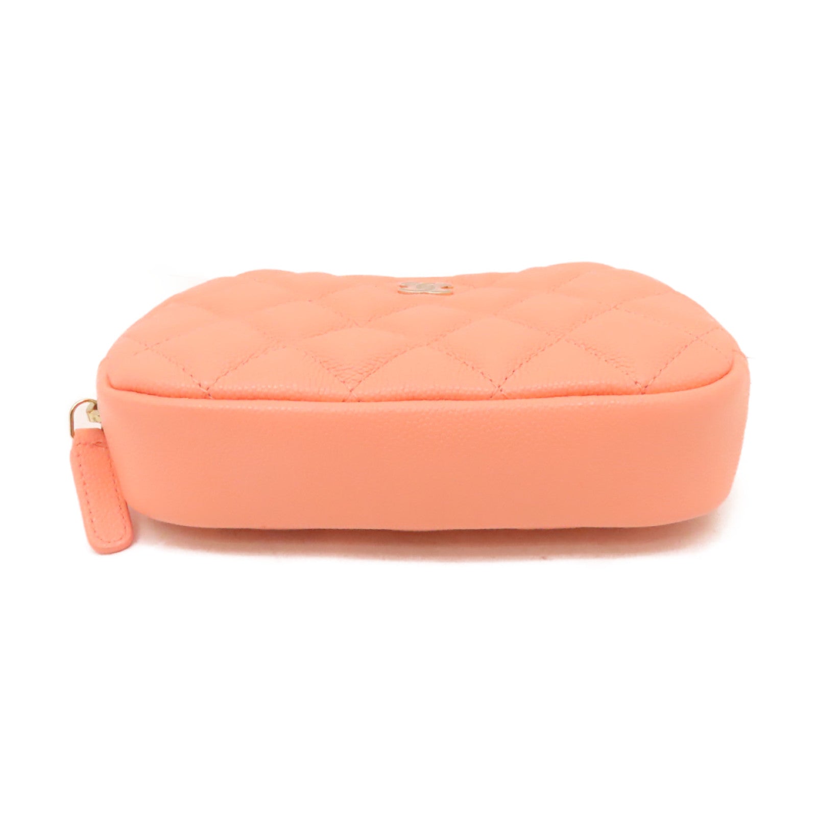 CHANEL 【激減優惠】菱格Caviar皮革Clutch Bag金扣手拿包粉紅色