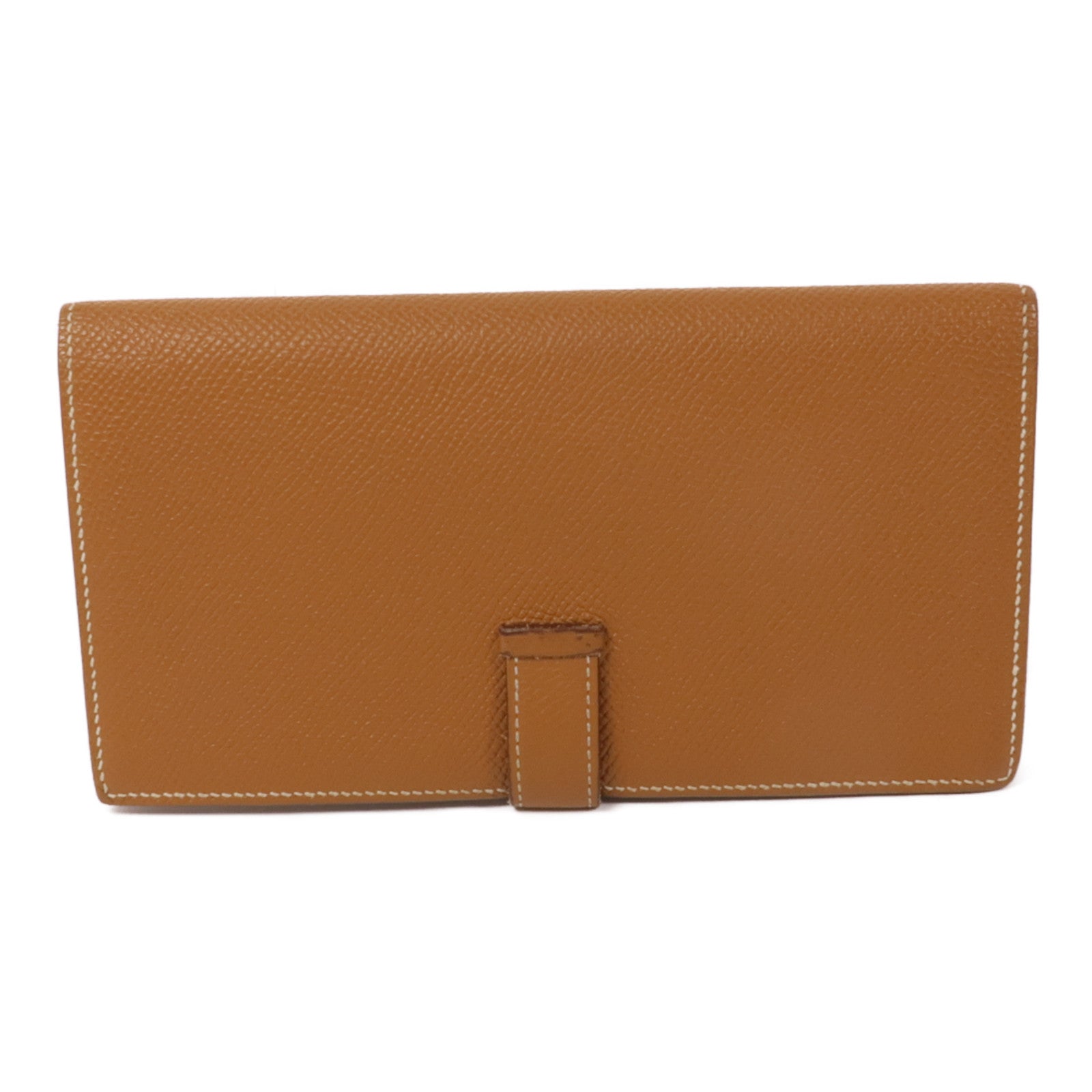 HERMES Epsom皮革Bearn W Snap Wallet銀扣長錢包37 Gold