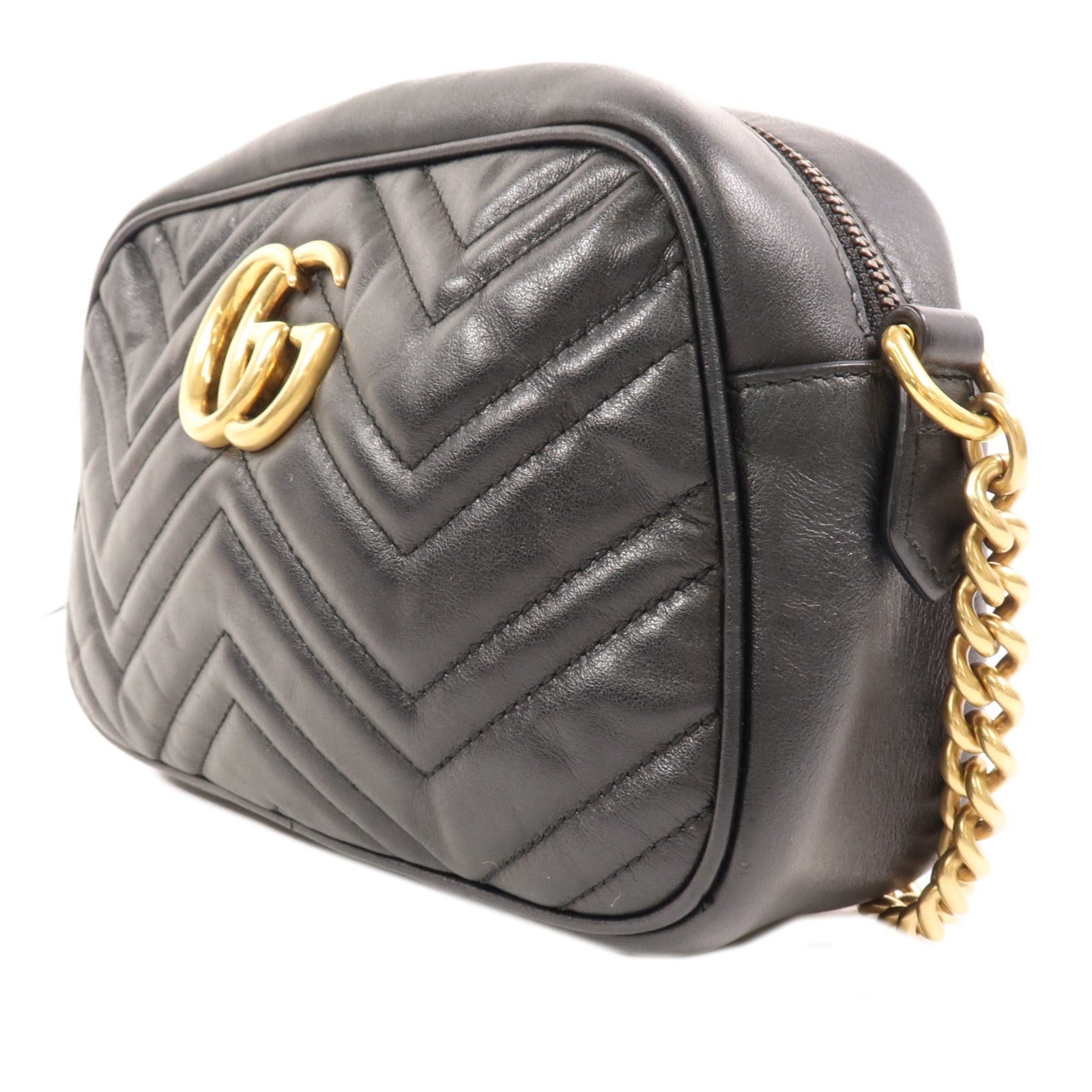 GUCCI 牛皮皮革GG Marmont Small Camera Bag金扣肩背袋