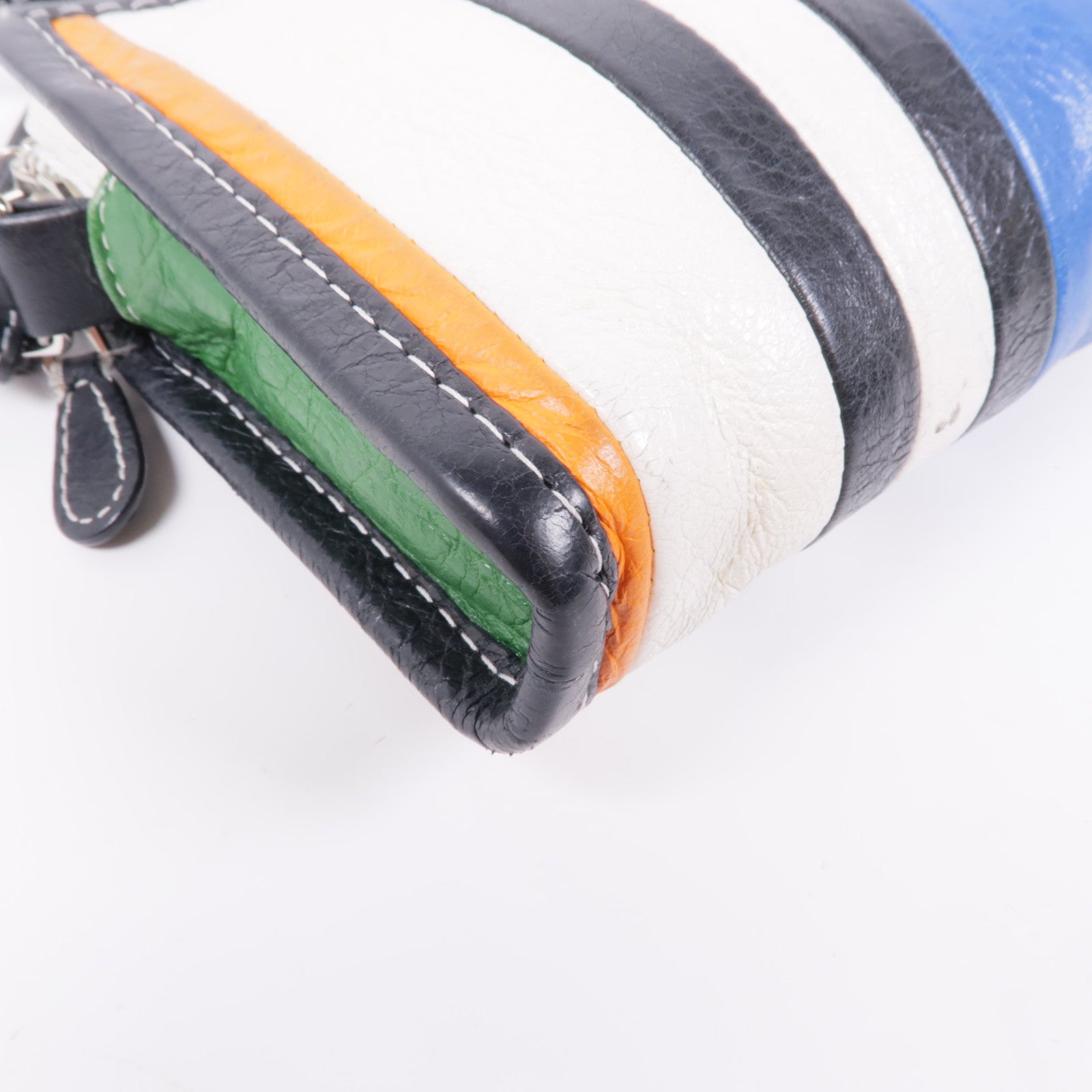 BALENCIAGA SHW Shoulder Bag 452460 Calfskin Leather White Blue Black Green