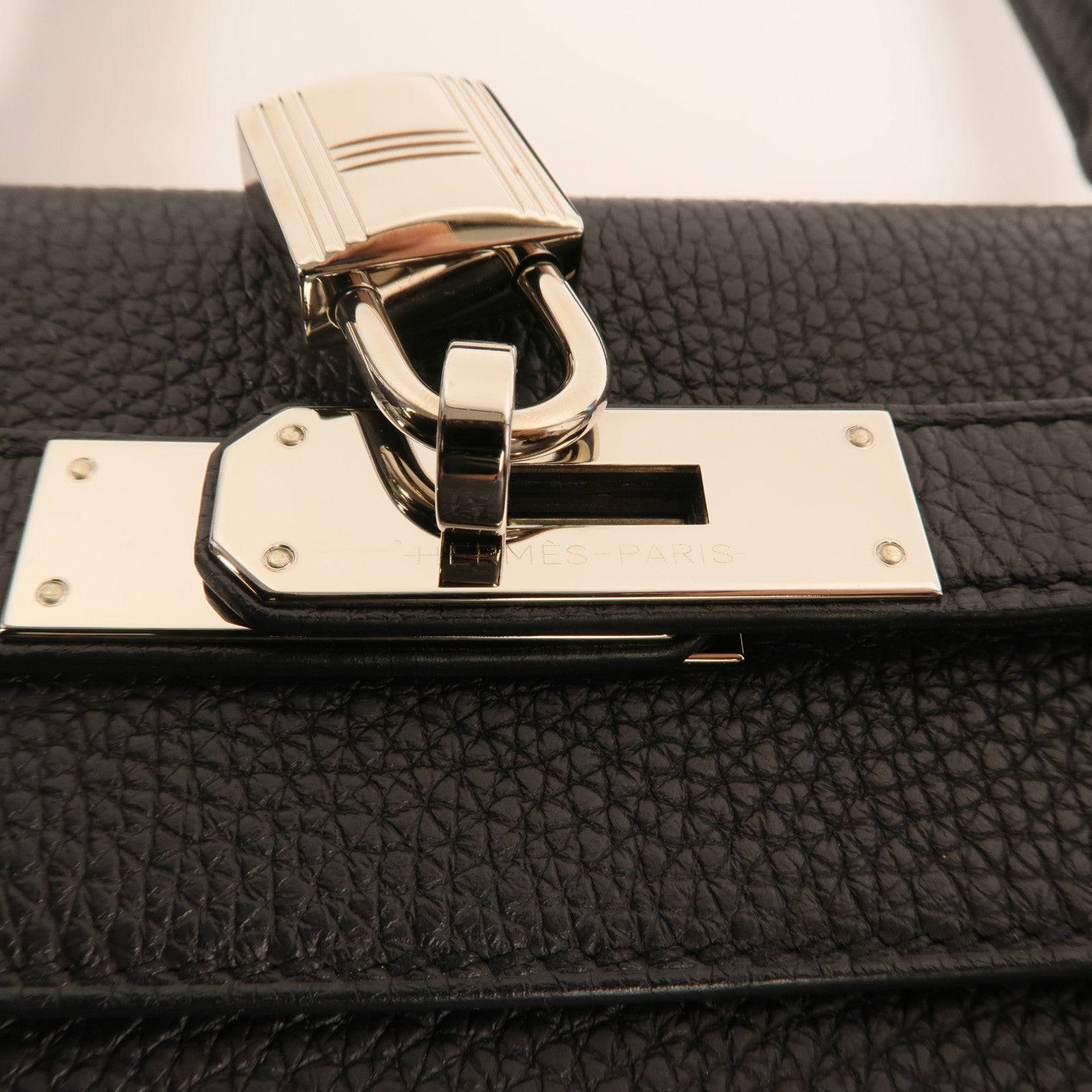 HERMES Togo皮革Kelly 28銀扣手挽肩背兩用袋Noir