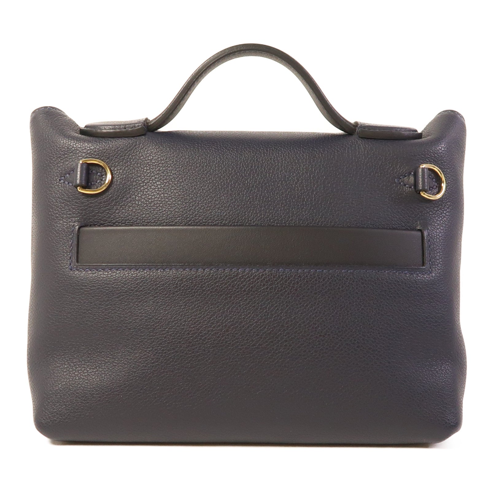 HERMES Evercolor/Swift皮革24/24 Mini金扣手挽肩背兩用袋Bleu Nuit