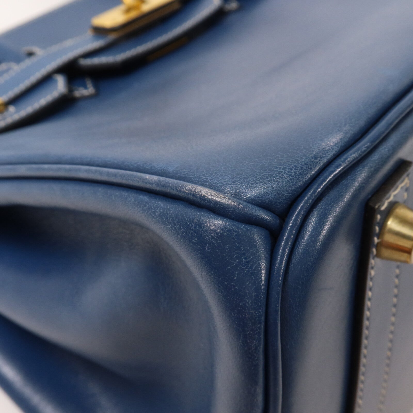 HERMES Swift皮革Birkin 30手挽袋Bleu Thalassa