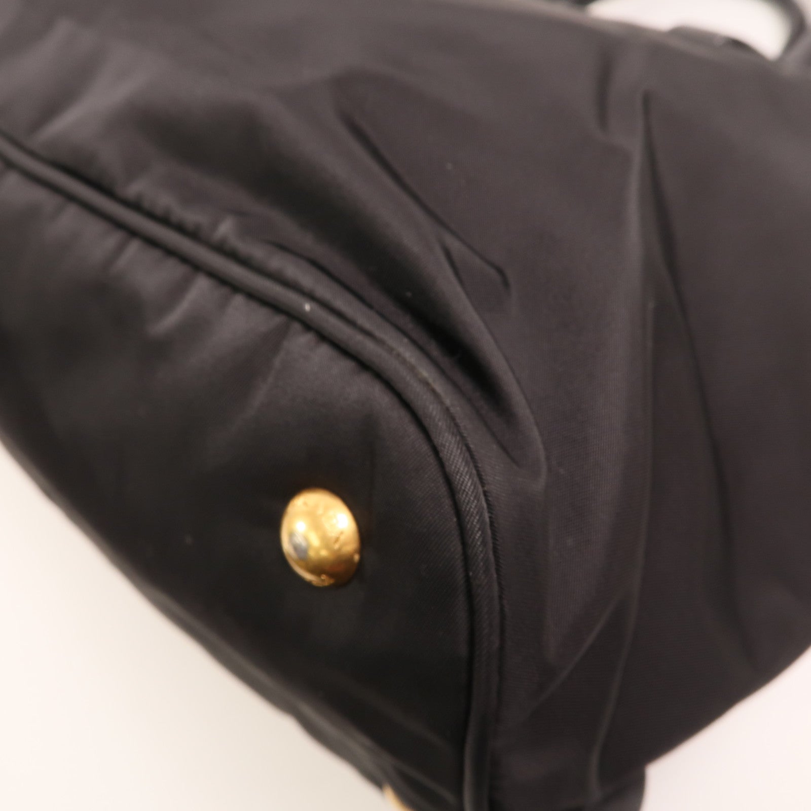 PRADA 尼龍/皮革HandBag金扣手挽肩背兩用袋