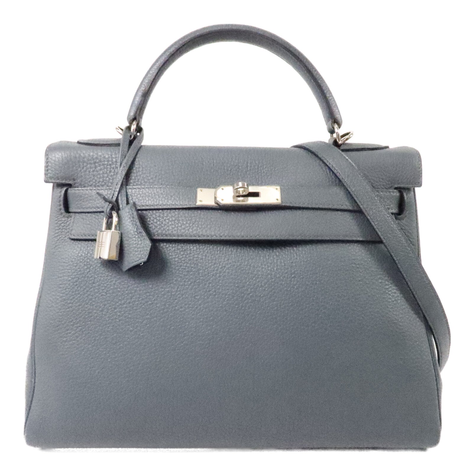 HERMES Togo皮革Kelly 32手挽肩背兩用袋Bleu Orage
