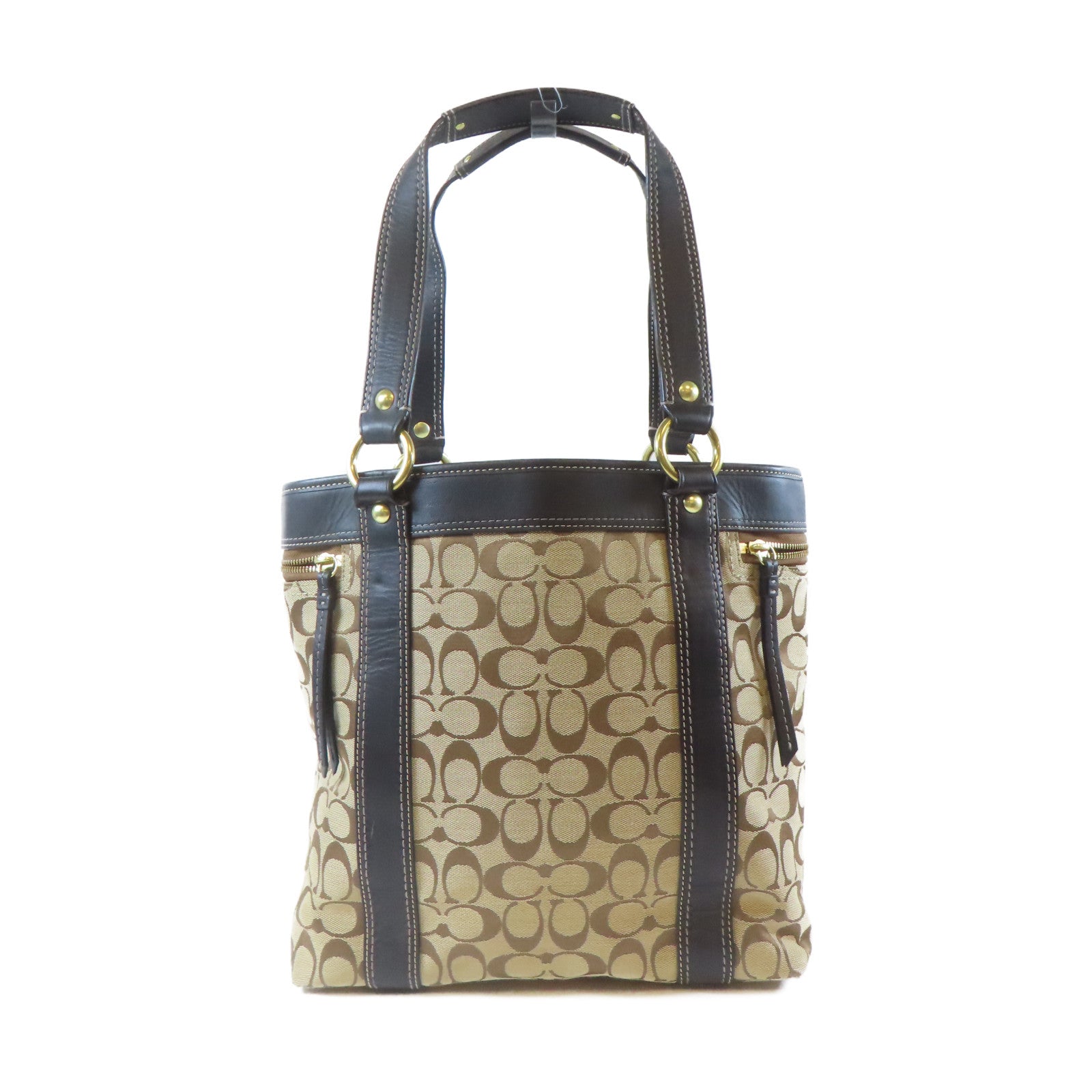 COACH 【激減優惠】帆布Shoulder Bag金扣肩背袋啡色