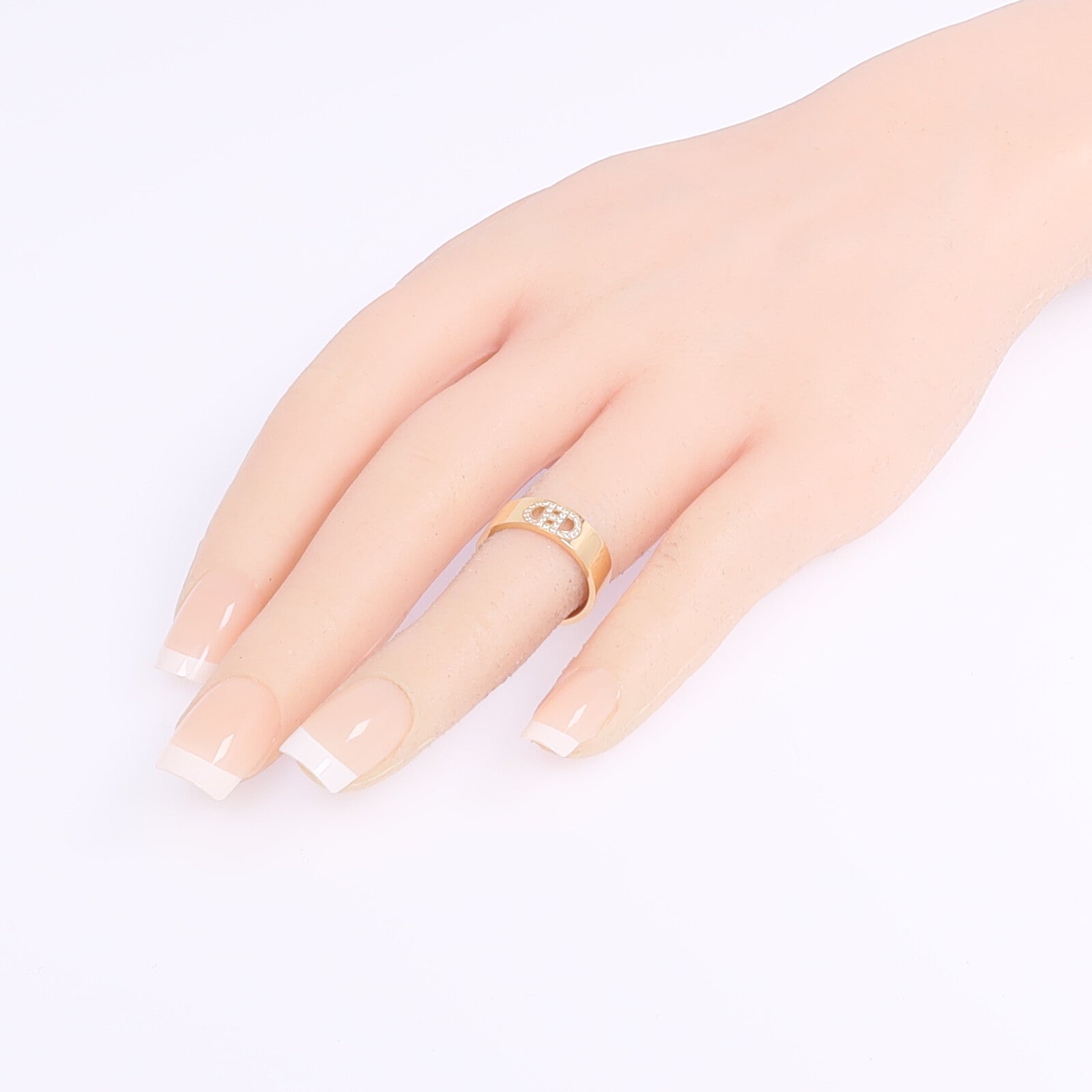 HERMES 18K玫瑰金H d'ancre Ring鑽石戒指US#5