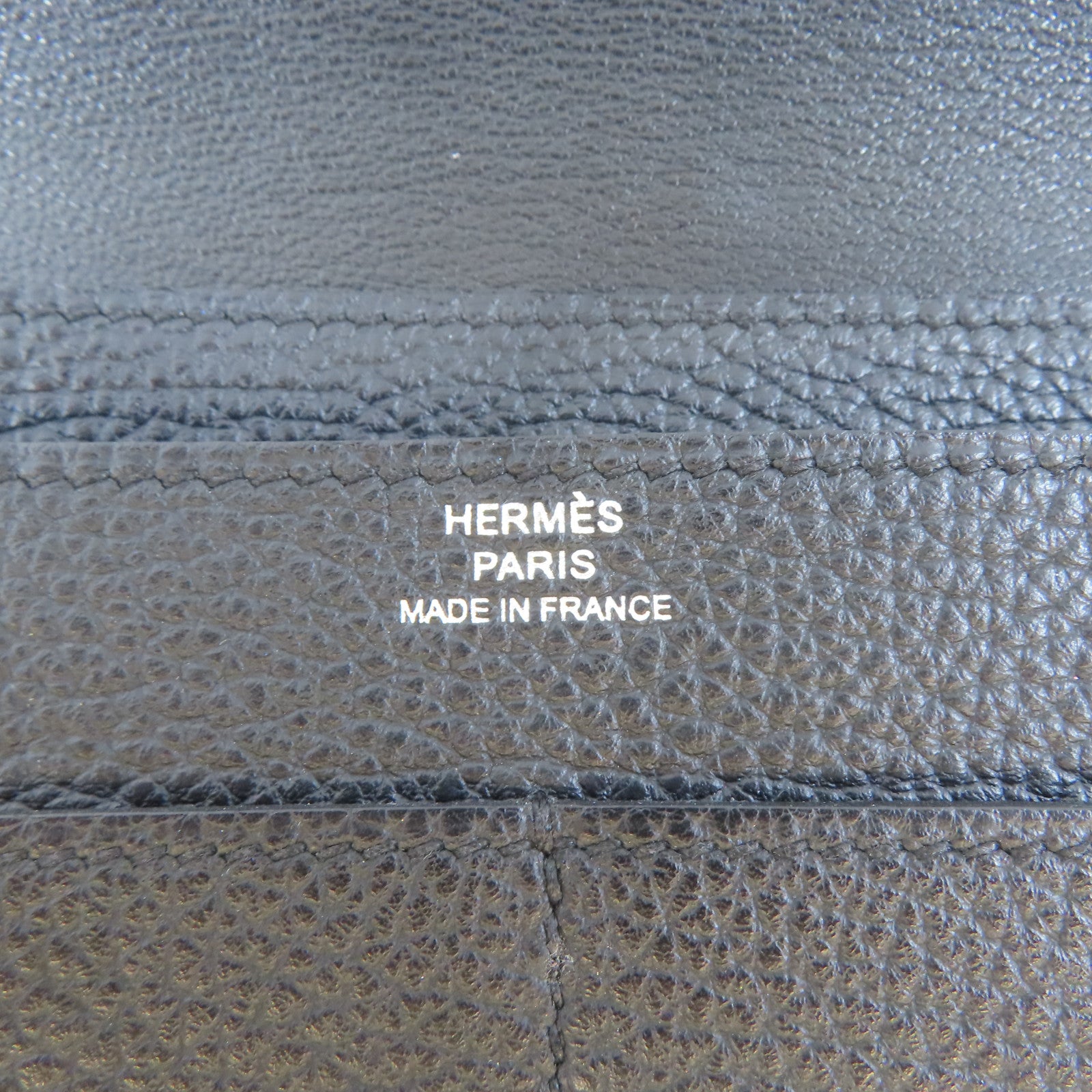 HERMES Clemence皮革Dogon GM銀扣長錢包Noir/黑色