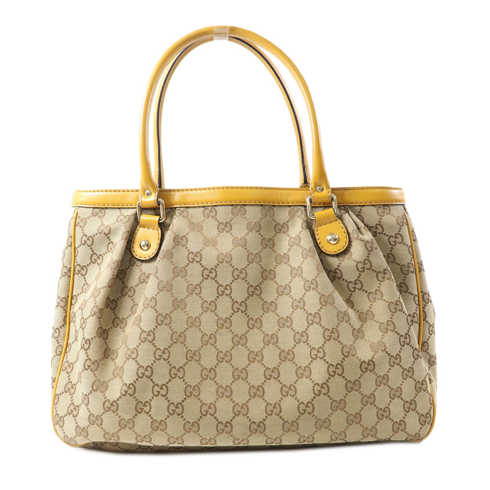GUCCI 帆布Sukey Tote金扣肩背袋啡色/黃色