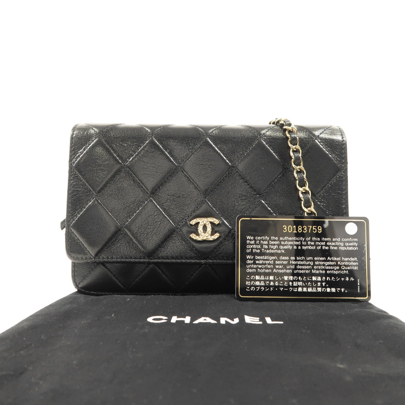 CHANEL 牛皮皮革WOC Wallet On Chain金扣鏈帶肩背袋