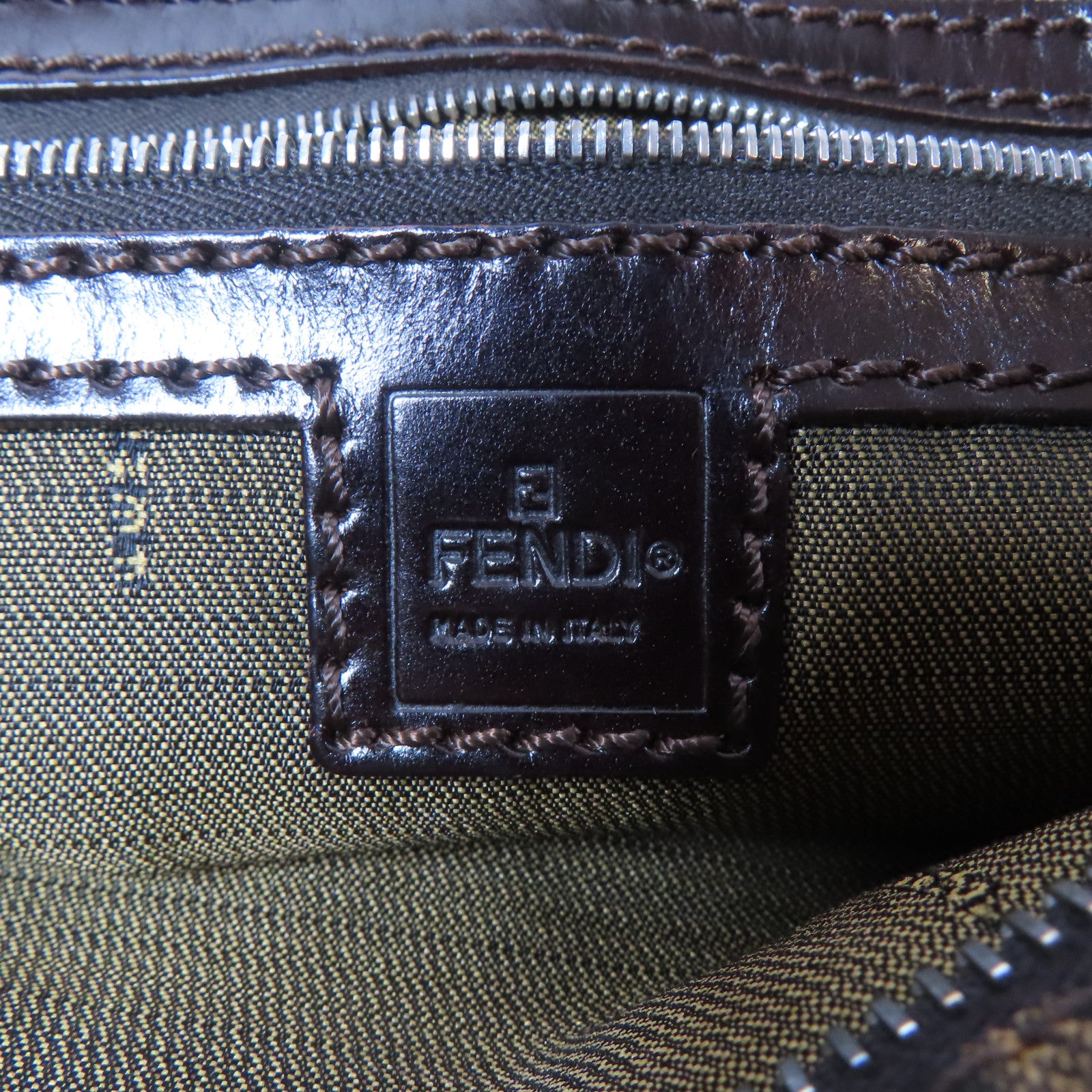 FENDI 帆布Tote Bag銀扣手挽袋啡色