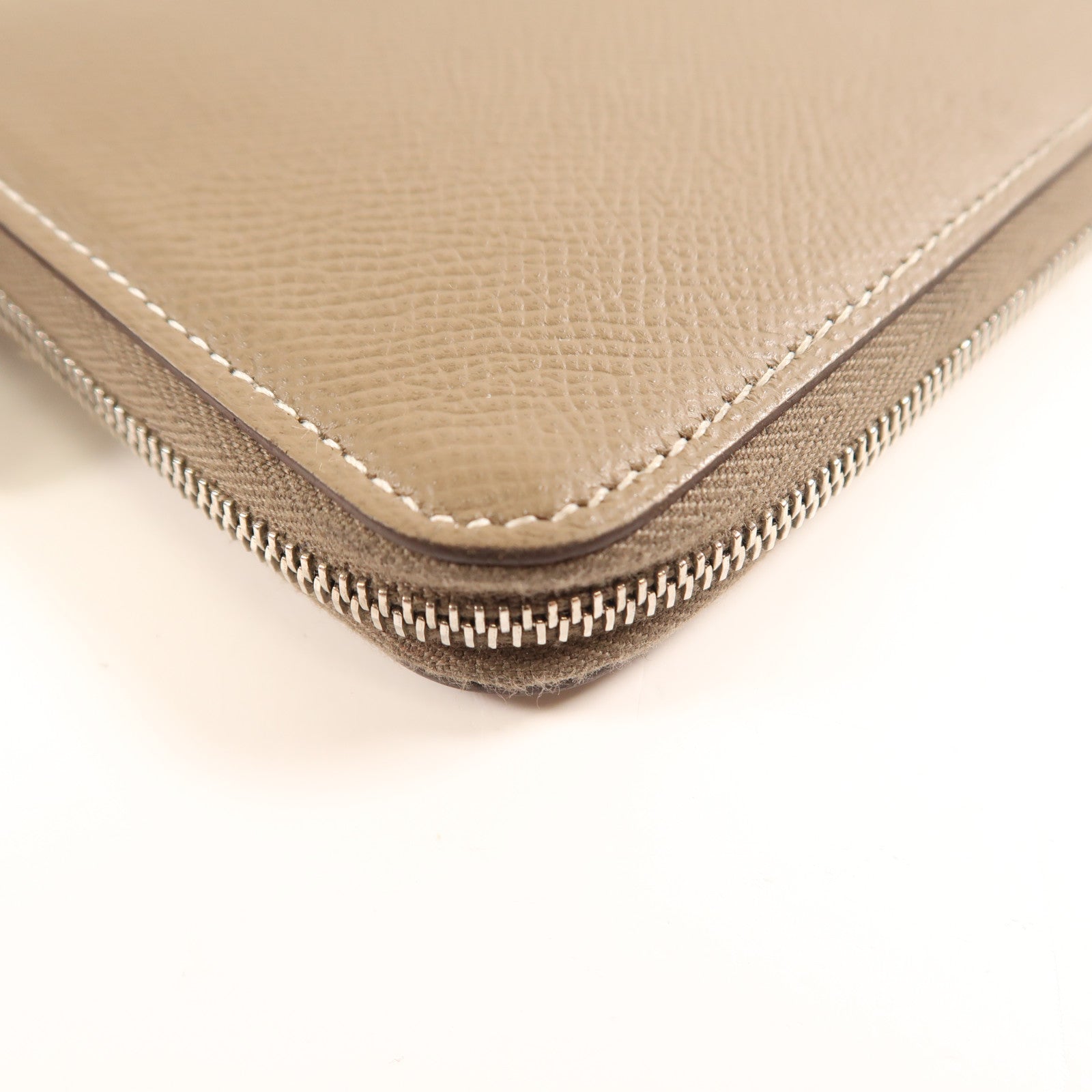 HERMES PHW Silk In Long Wallet Veau Epsom Leather Etoupe Stamp D Brown