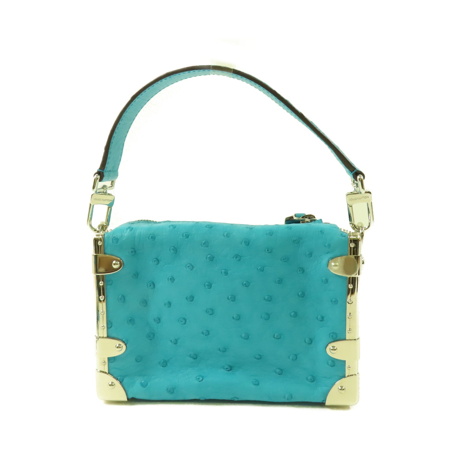 LOUIS VUITTON 鴕鳥皮革Side Trunk PM銀扣手挽肩背兩用袋
