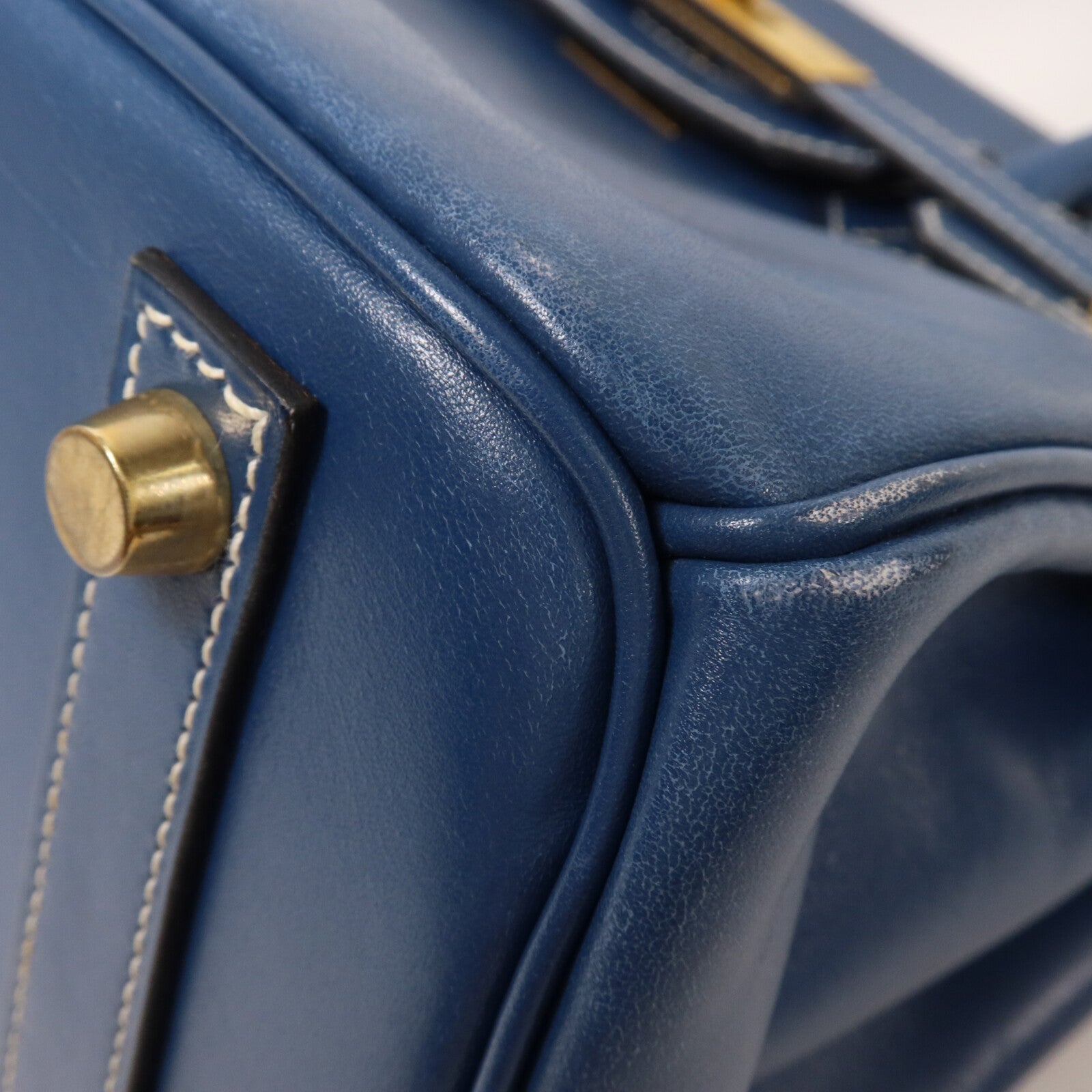 HERMES Swift皮革Birkin 30手挽袋Bleu Thalassa