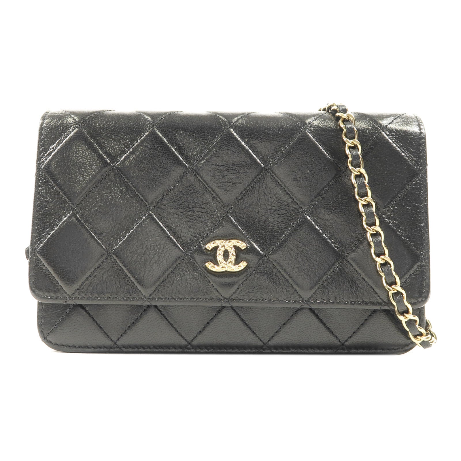 CHANEL 牛皮皮革WOC Wallet On Chain金扣鏈帶肩背袋