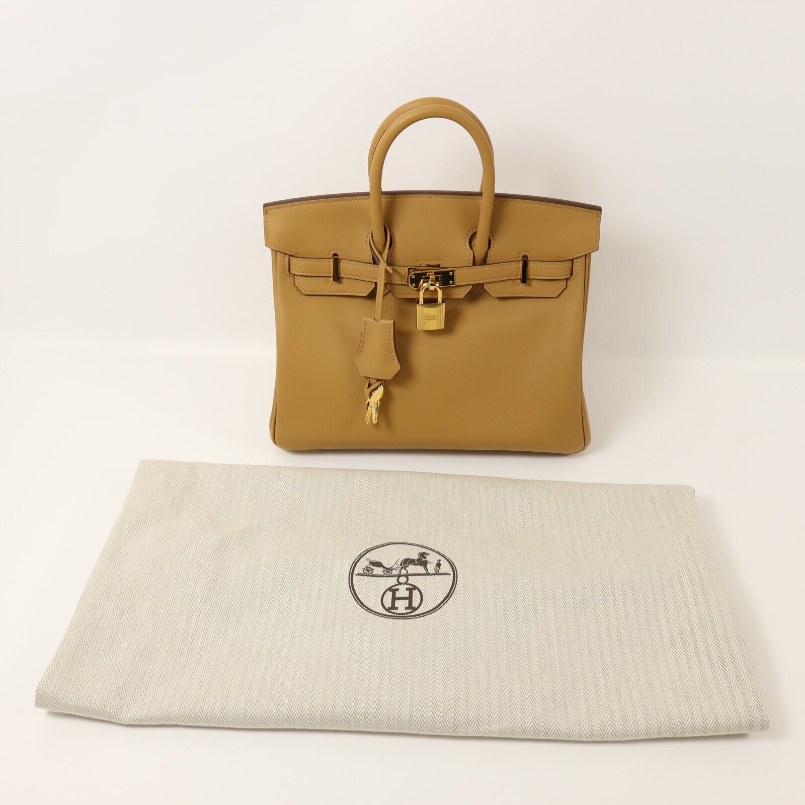 HERMES Swift皮革Birkin 25手挽袋Biscuit