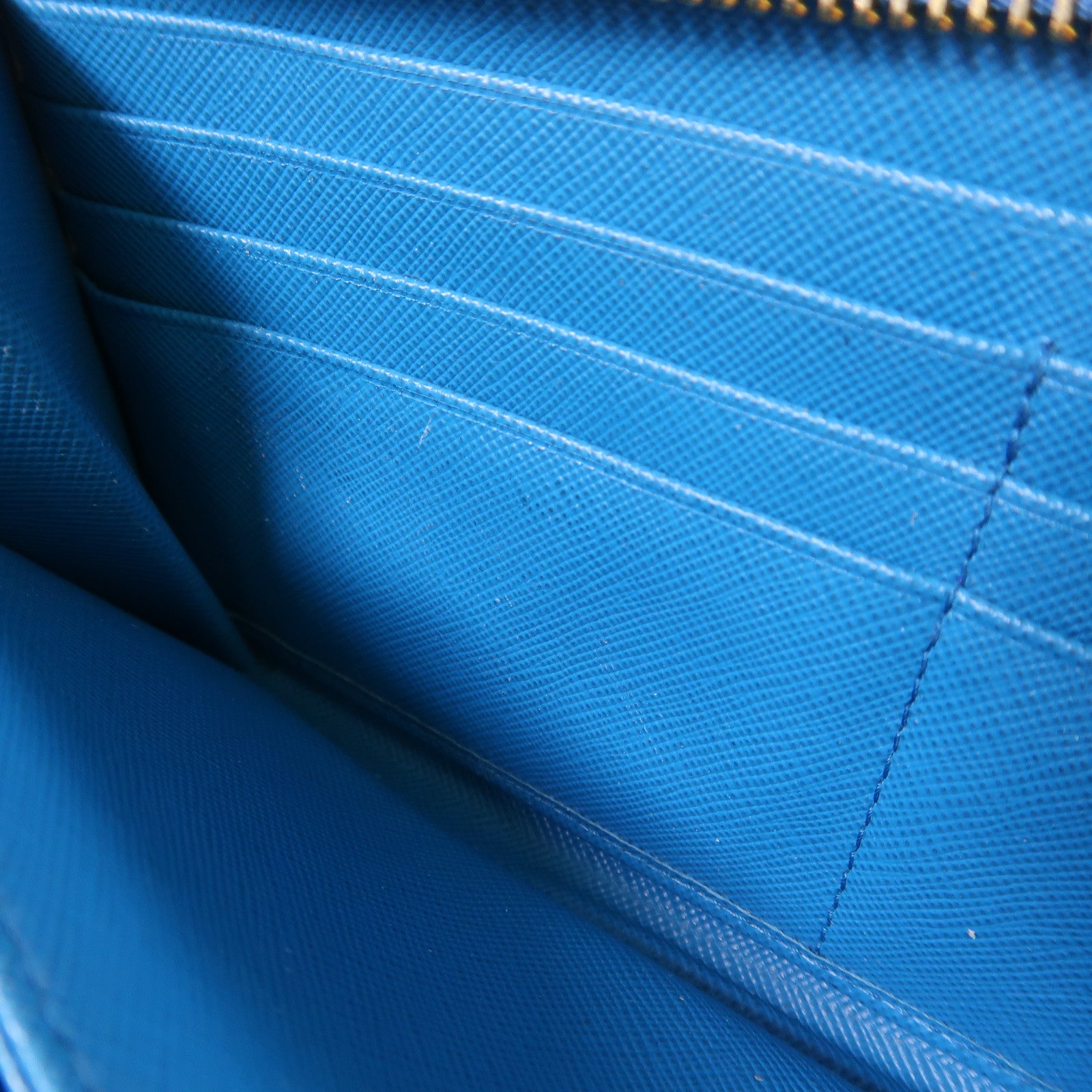 PRADA GHW Long Wallet Saffiano Leather 1M0506 Celeste Blue