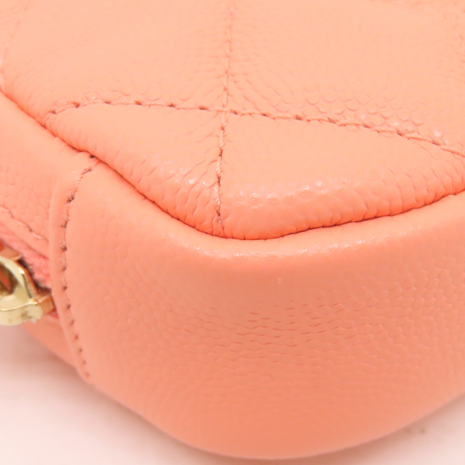 CHANEL 【激減優惠】菱格Caviar皮革Clutch Bag金扣手拿包粉紅色