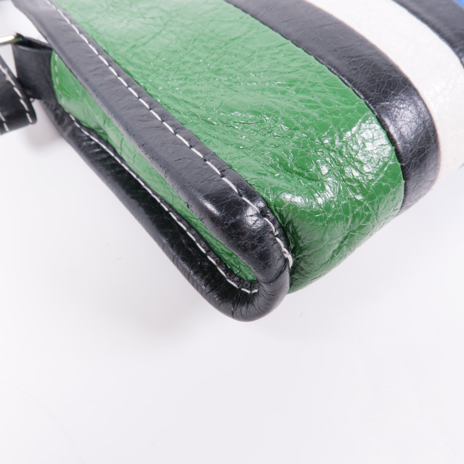 BALENCIAGA SHW Shoulder Bag 452460 Calfskin Leather White Blue Black Green