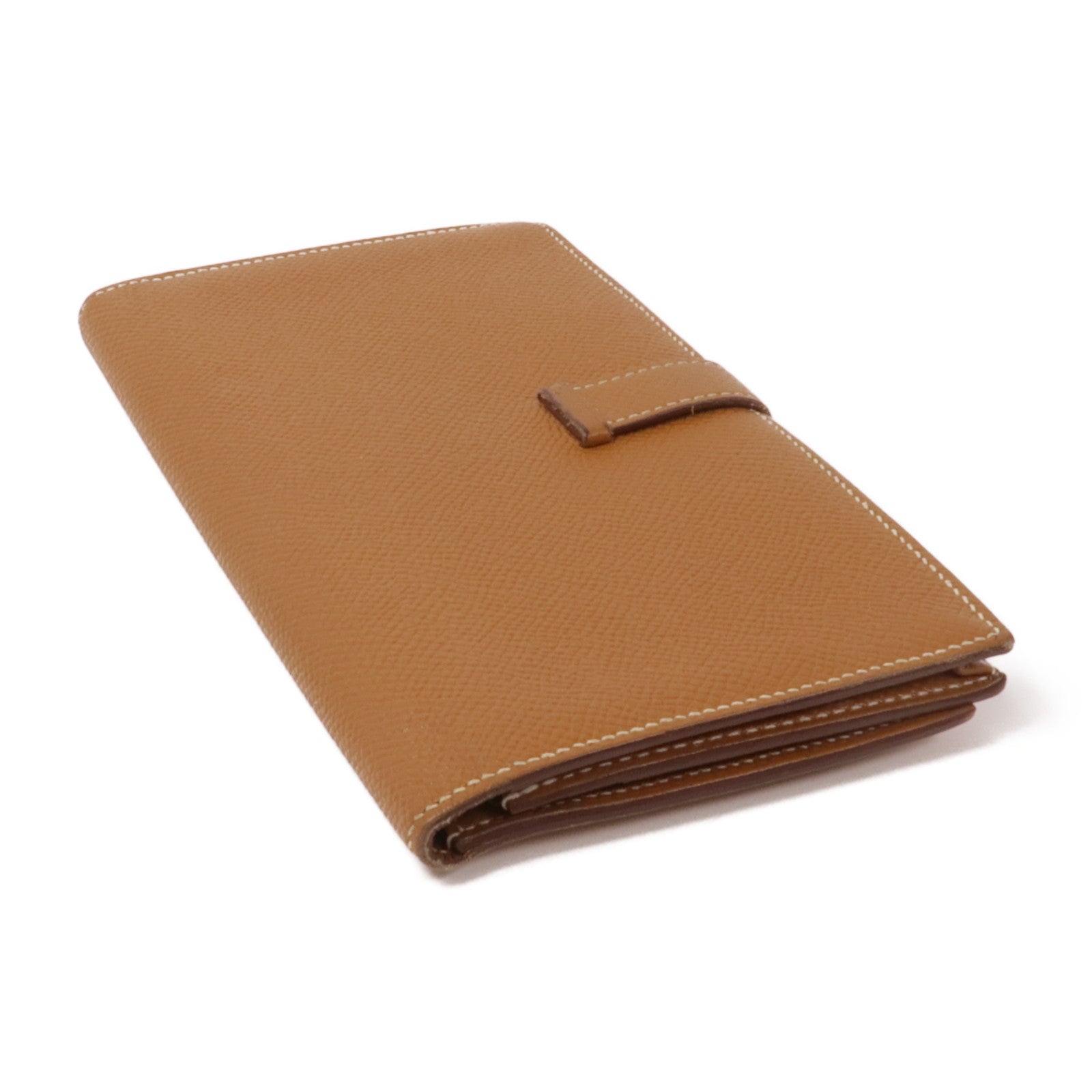 HERMES Epsom皮革Bearn W Snap Wallet銀扣長錢包37 Gold