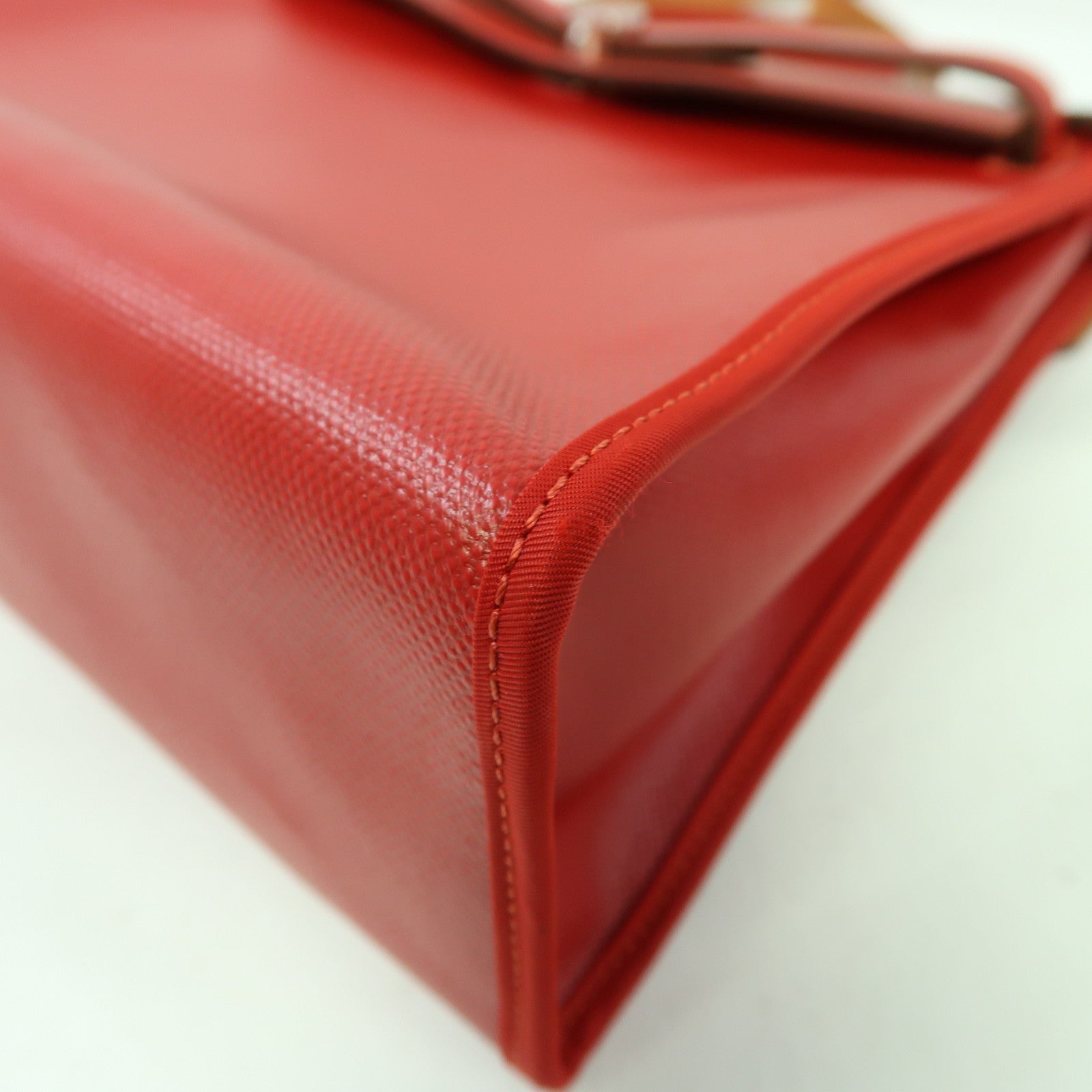 HERMES 防水帆布Herbag PM銀扣手挽肩背兩用袋紅色