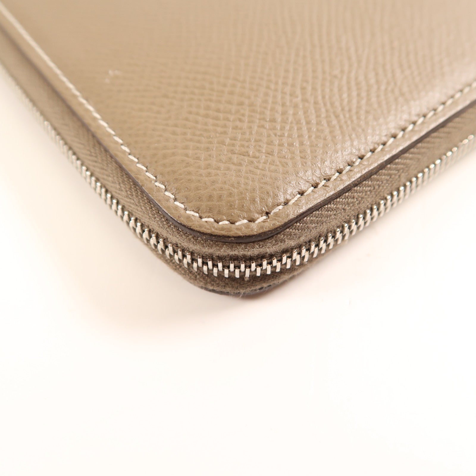 HERMES PHW Silk In Long Wallet Veau Epsom Leather Etoupe Stamp D Brown