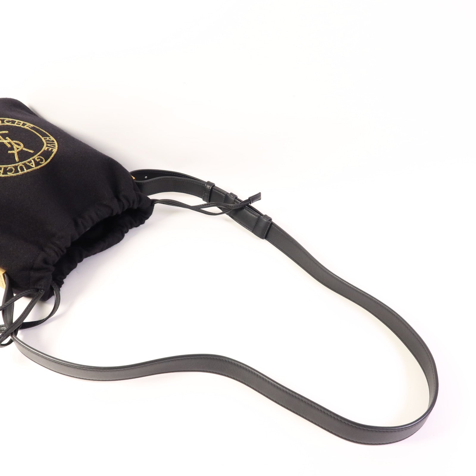 YVES SAINT LAURENT 繡氈/皮革Rive Gauche金扣肩背袋