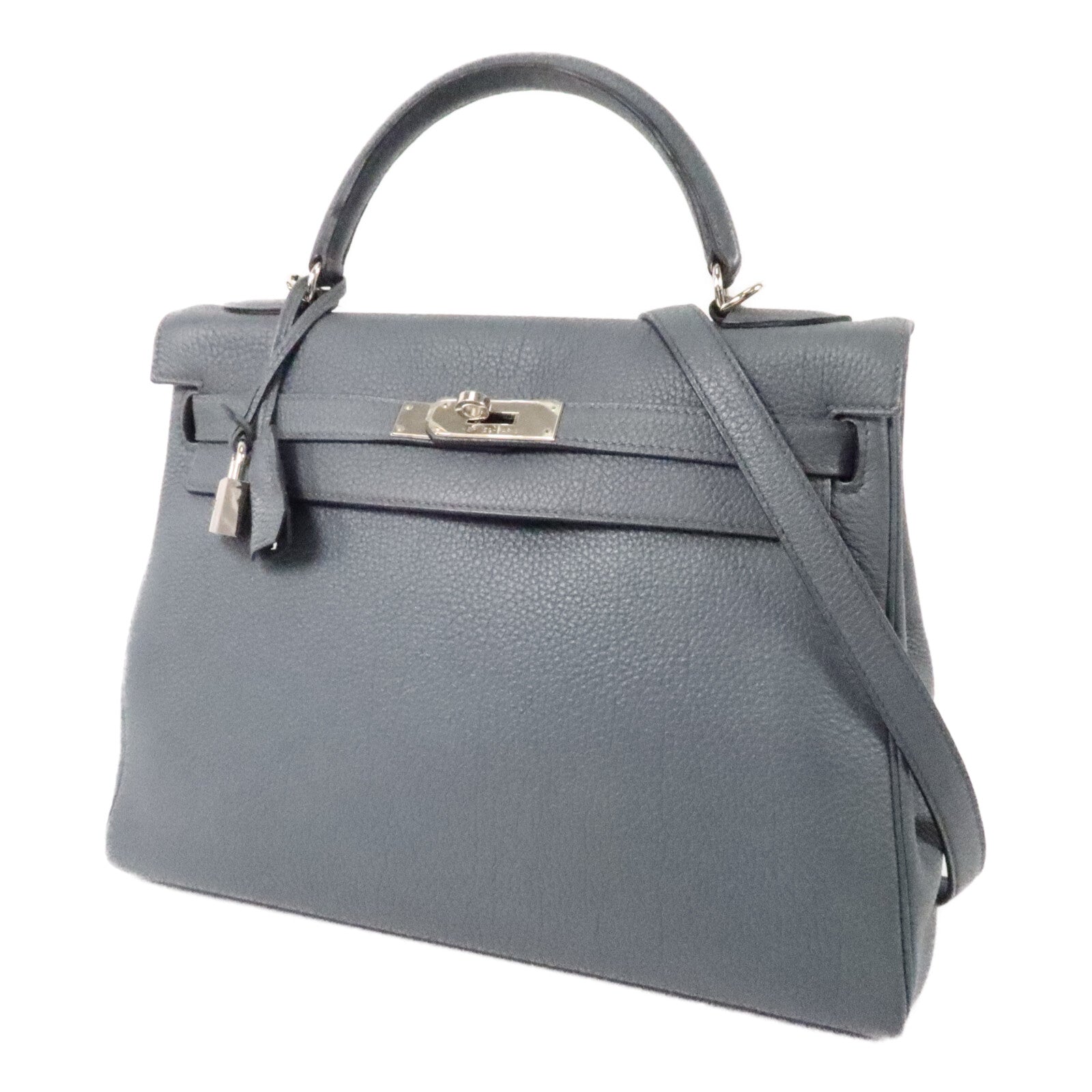 HERMES Togo皮革Kelly 32手挽肩背兩用袋Bleu Orage