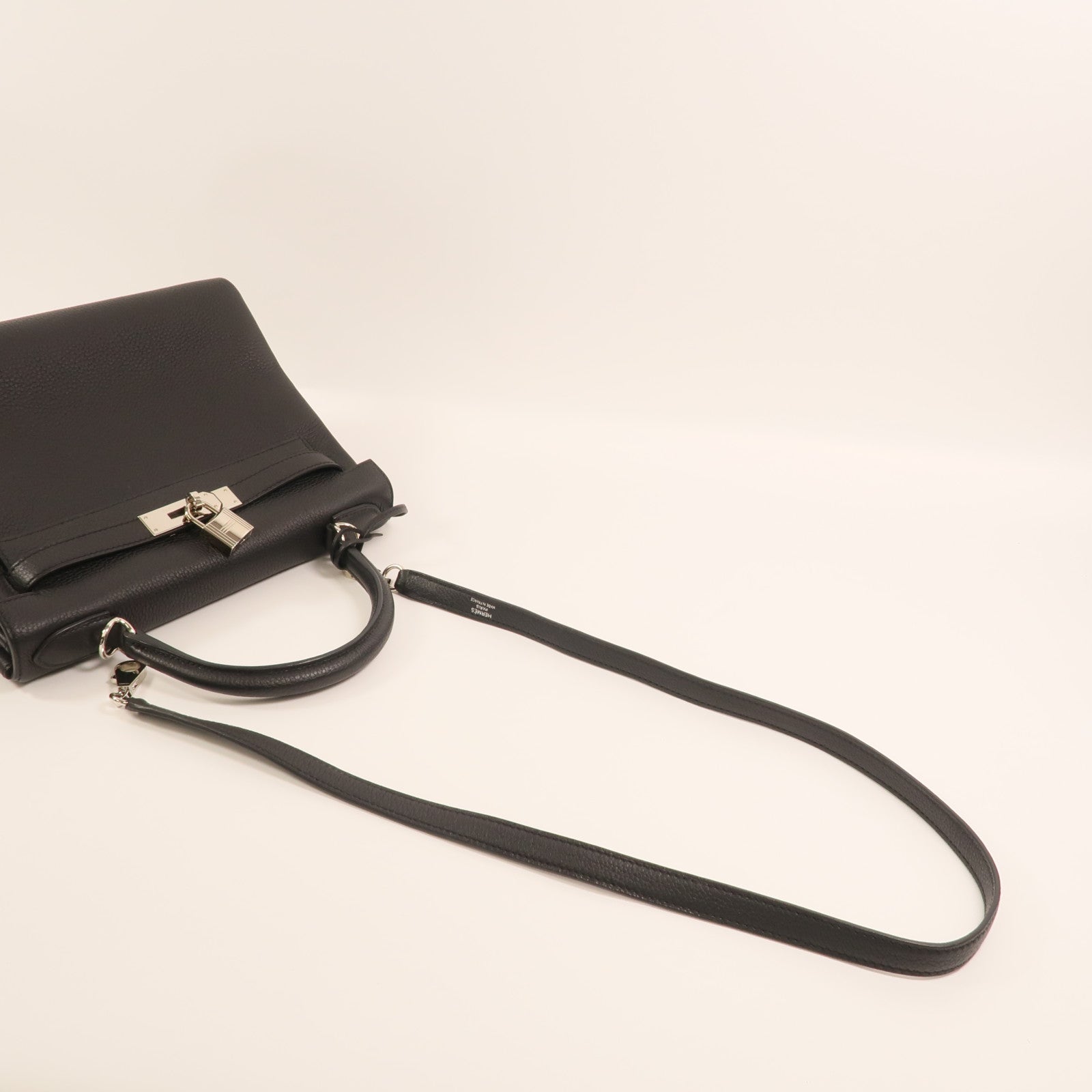 HERMES Togo皮革Kelly 28銀扣手挽肩背兩用袋Noir