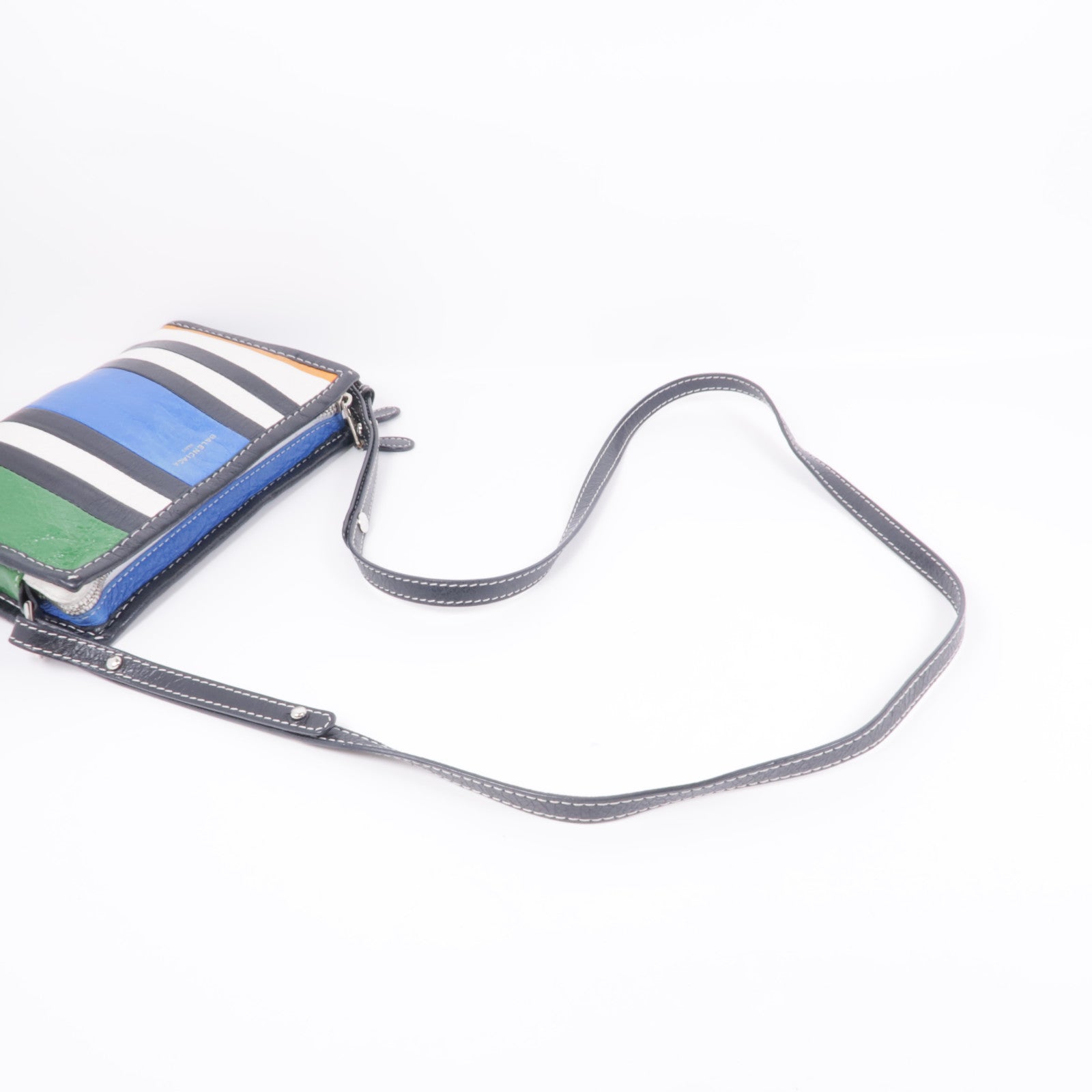 BALENCIAGA SHW Shoulder Bag 452460 Calfskin Leather White Blue Black Green