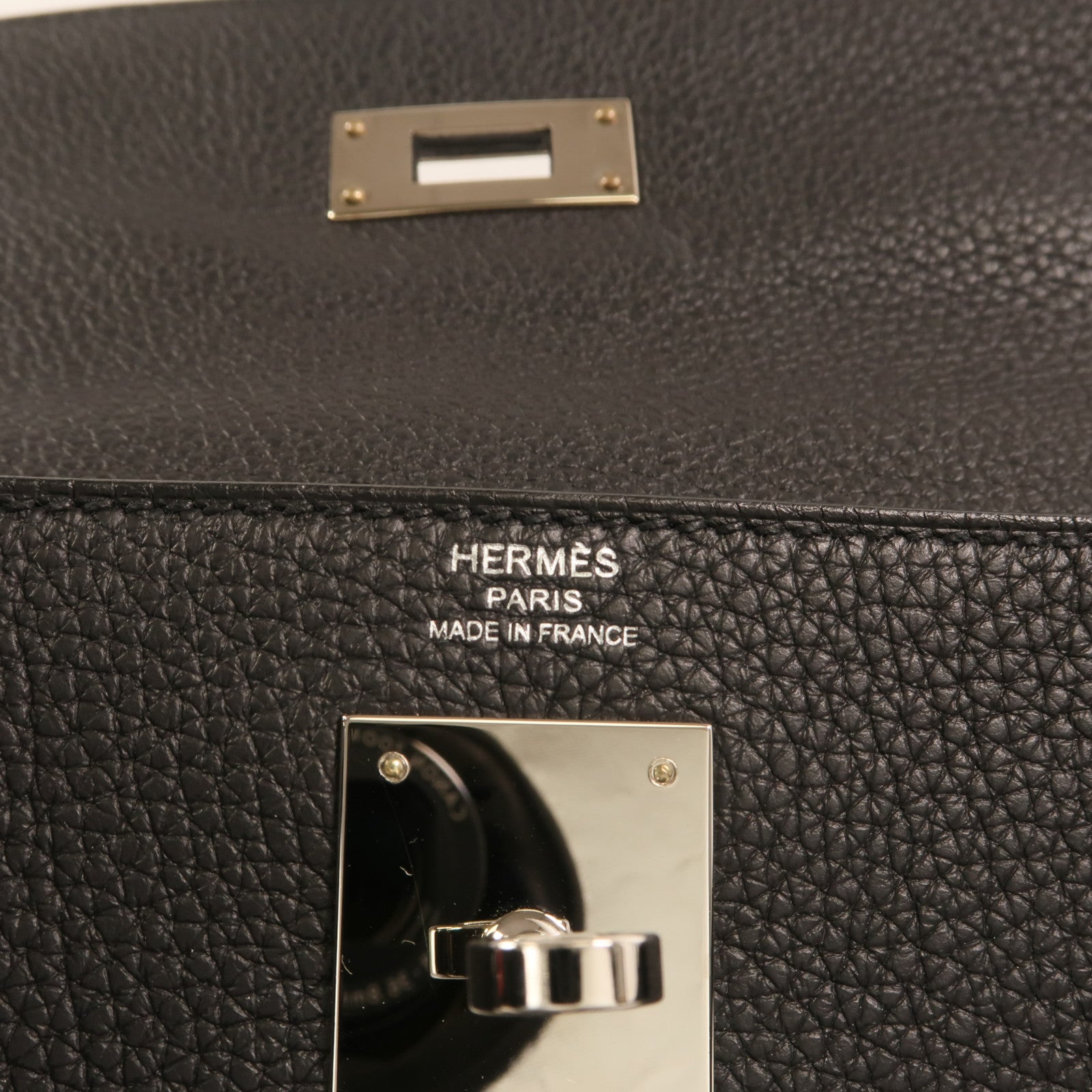 HERMES Togo皮革Kelly 28銀扣手挽肩背兩用袋Noir