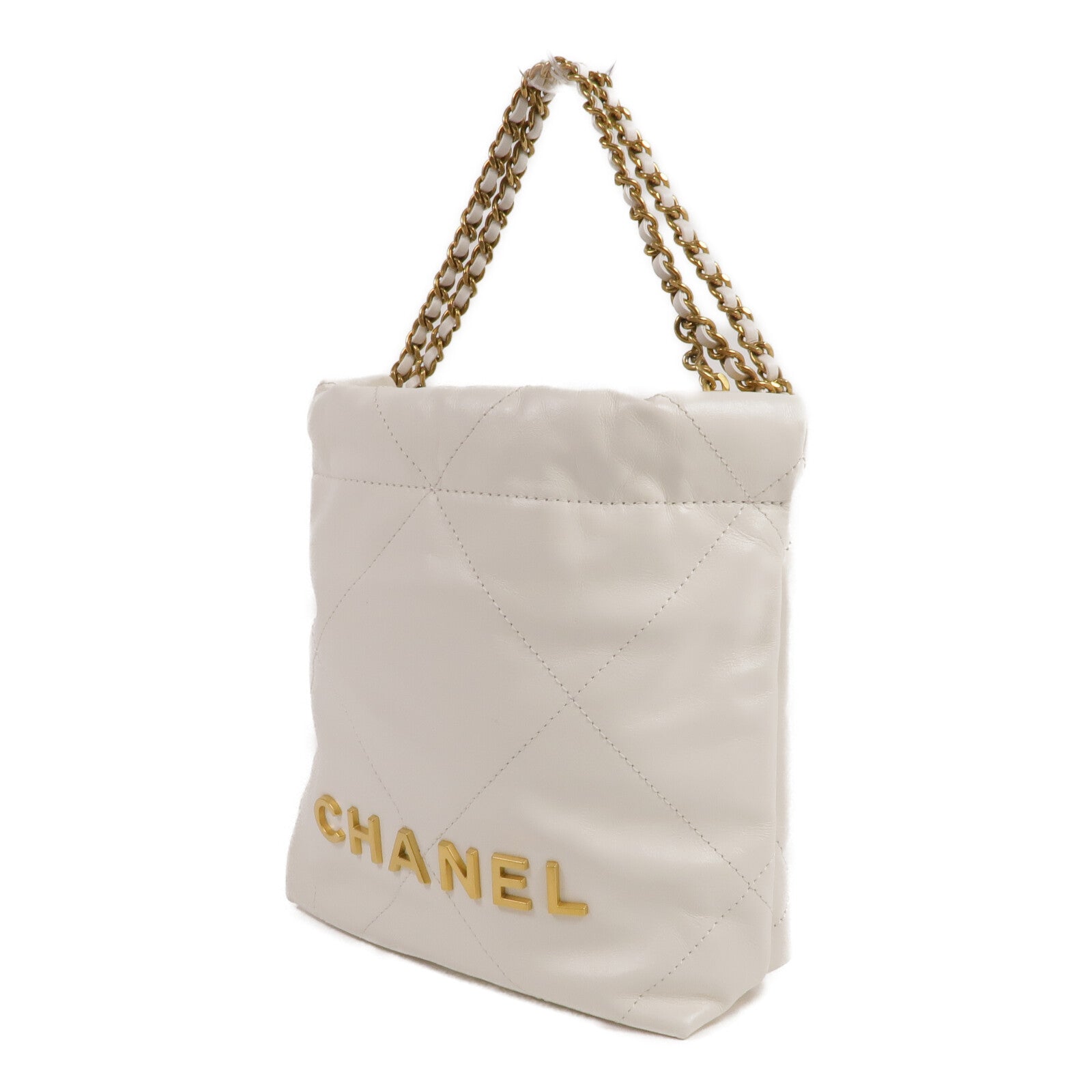 CHANEL 牛皮皮革Mini 22金扣手挽肩背兩用袋