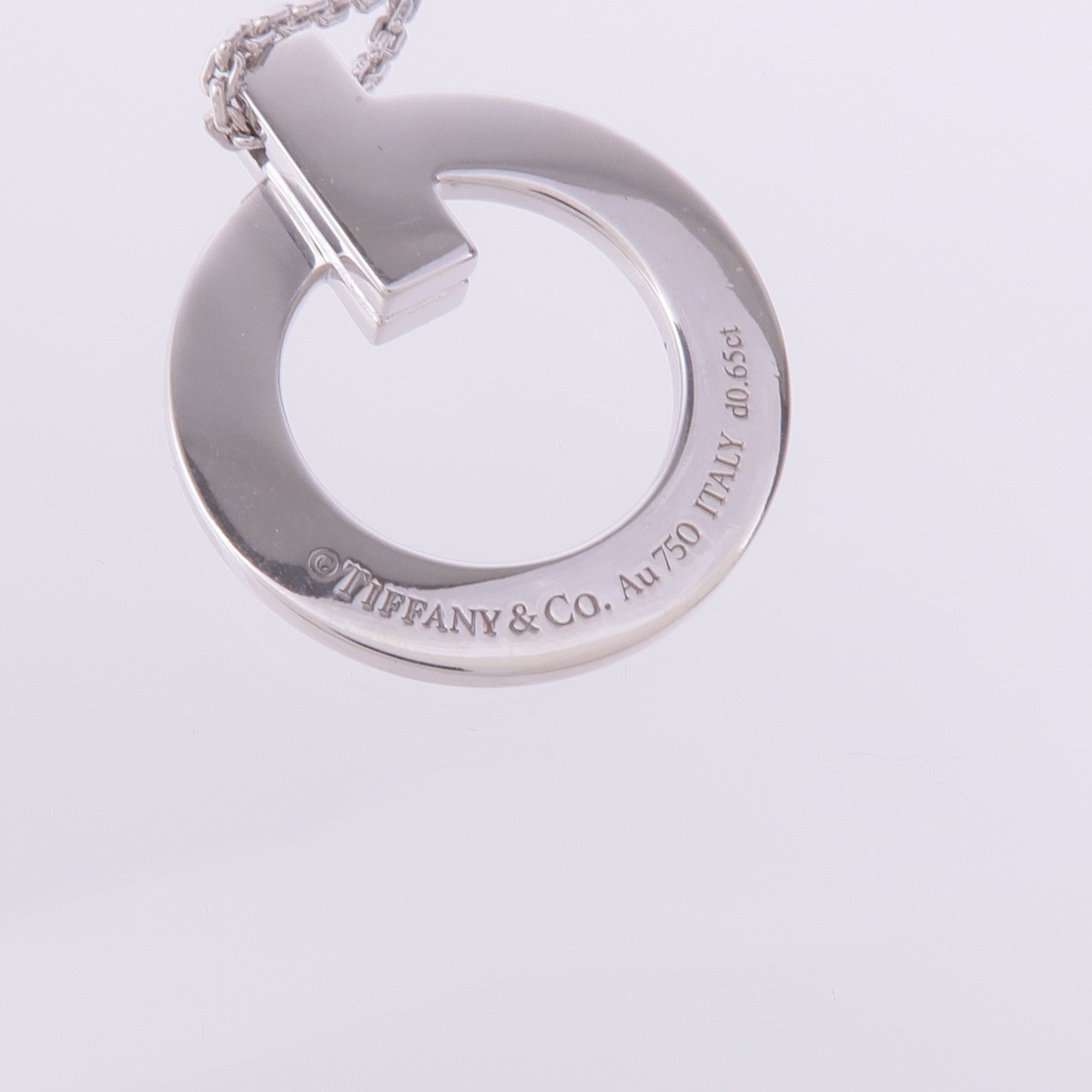 TIFFANY＆CO 18K白金T1 Circle Pendant鑽石項鍊