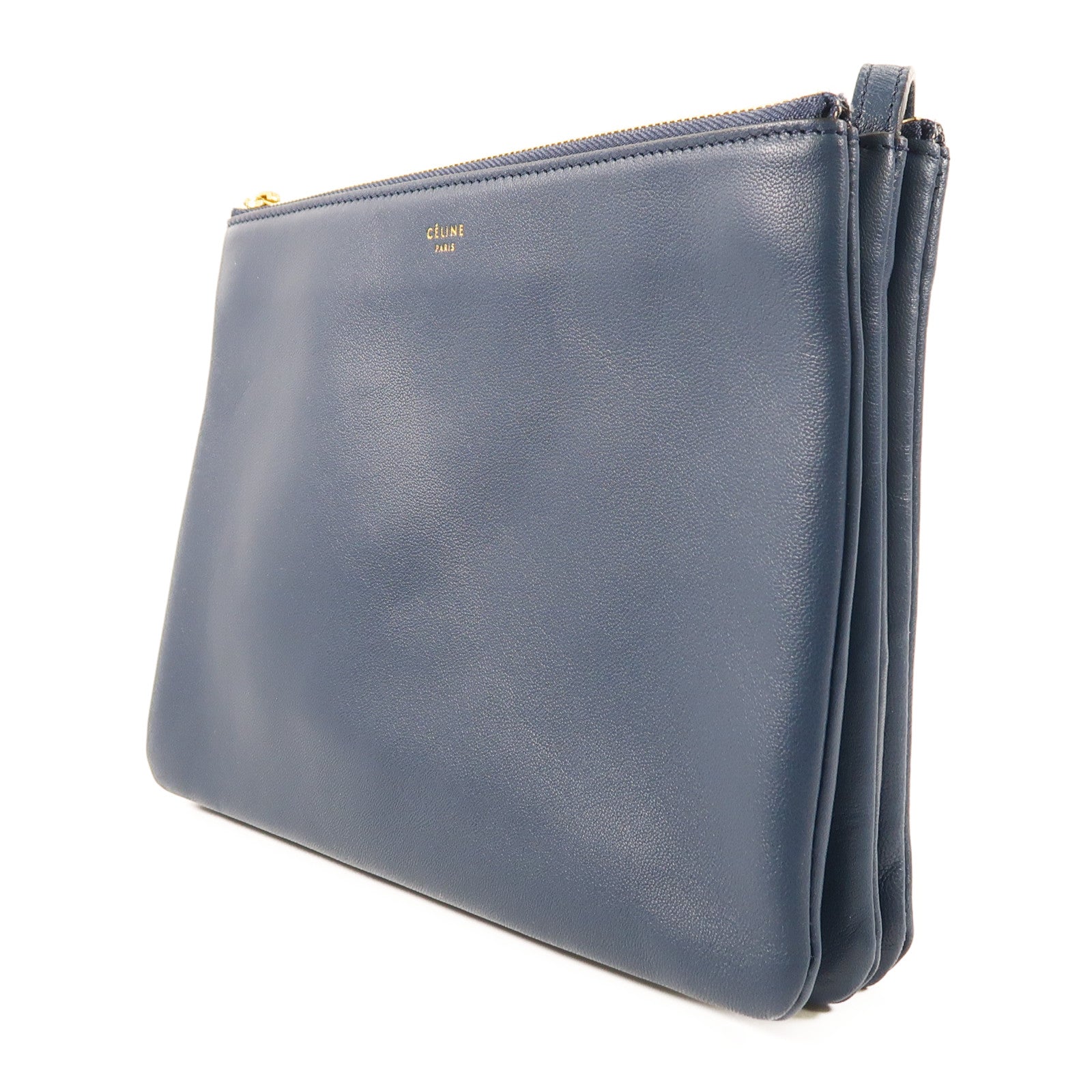 CELINE 羊皮皮革Trio金扣肩背袋