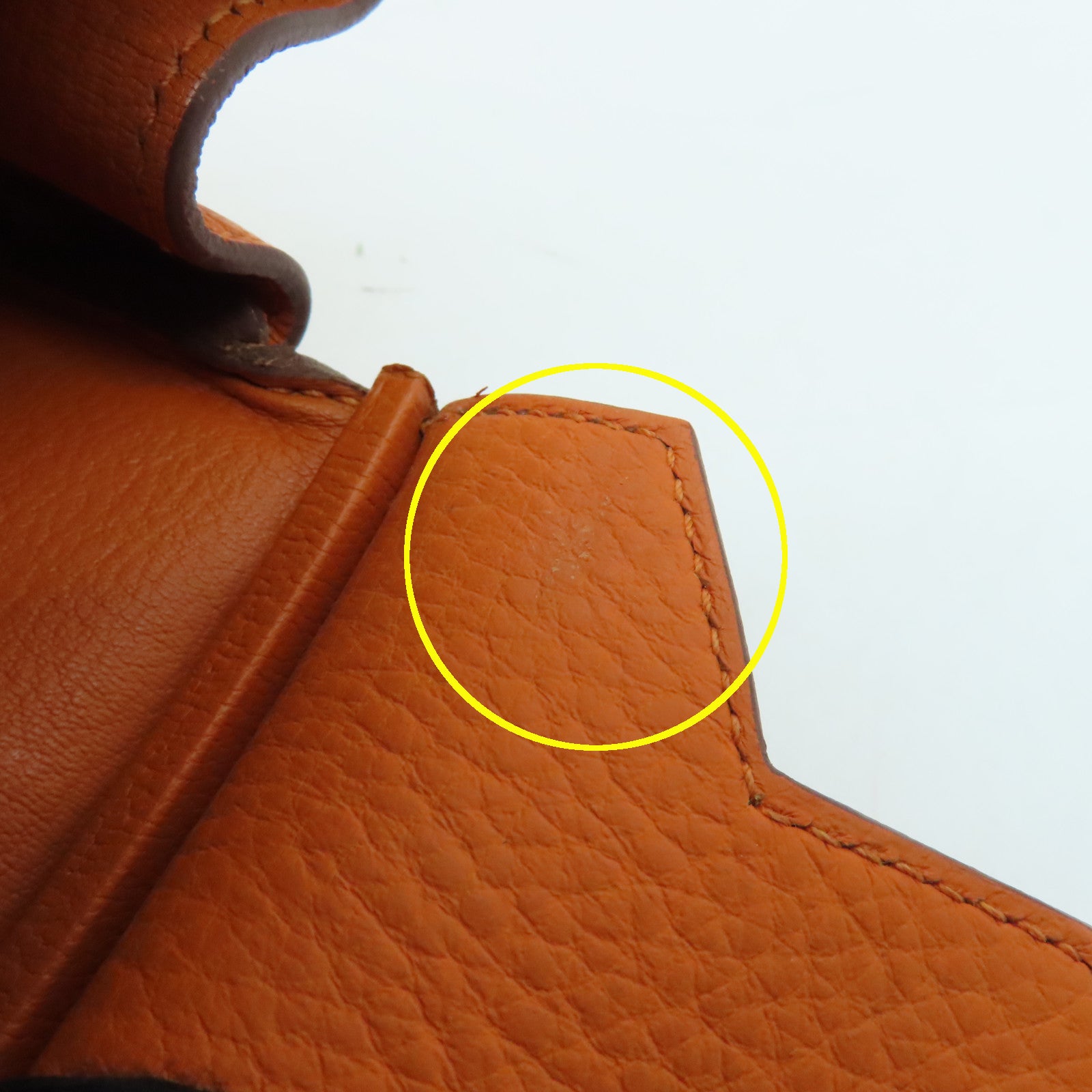 HERMES Clemence Leather Birkin 30 Silver Buckle Handle Bag Orange