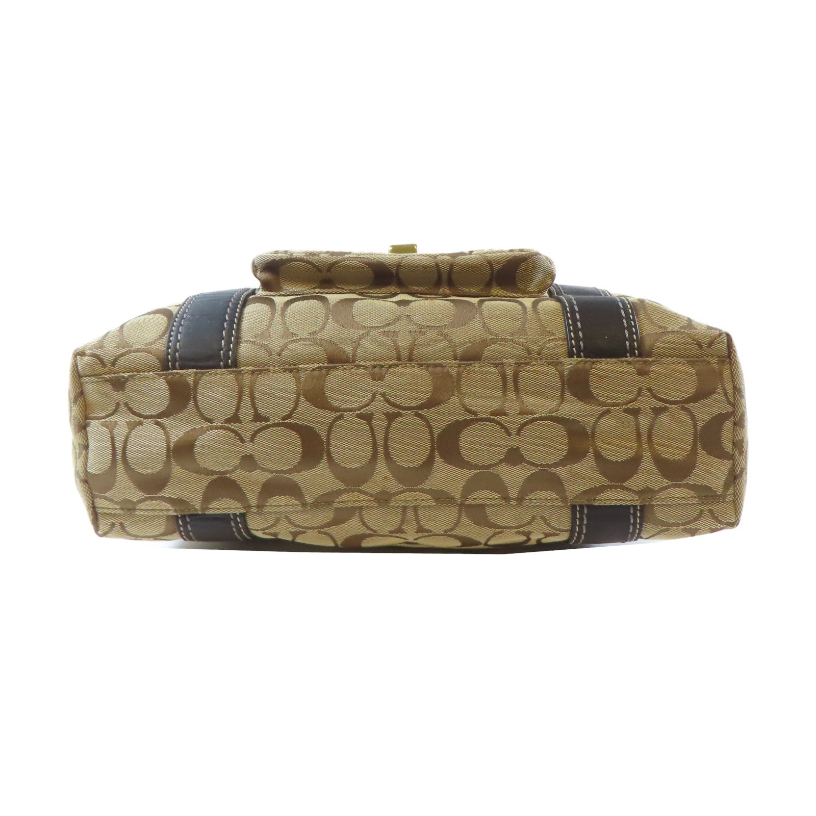 COACH 【激減優惠】帆布Shoulder Bag金扣肩背袋啡色