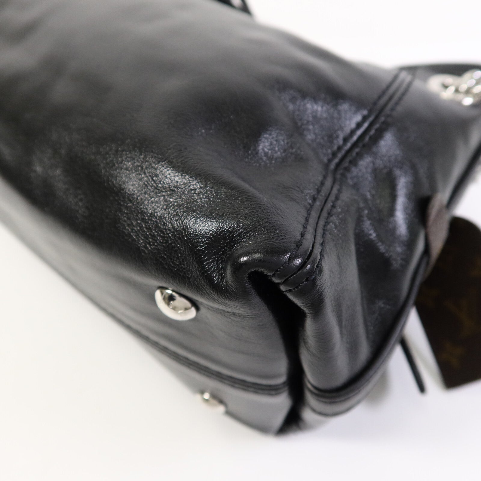 LOUIS VUITTON Monogram/羊皮皮革Carryall Vibe BB銀扣鏈帶肩背袋
