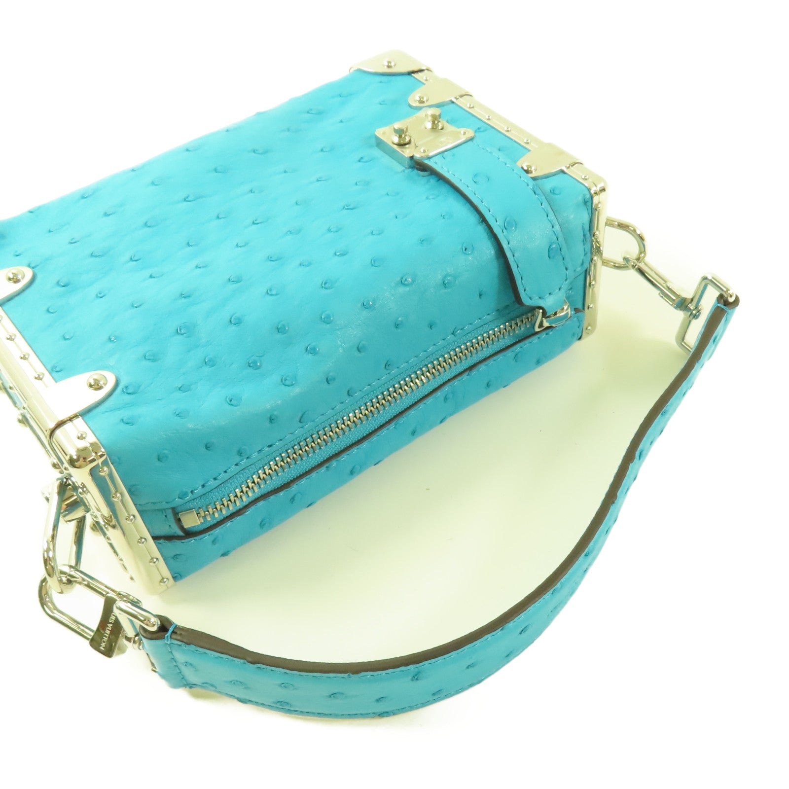 LOUIS VUITTON 鴕鳥皮革Side Trunk PM銀扣手挽肩背兩用袋