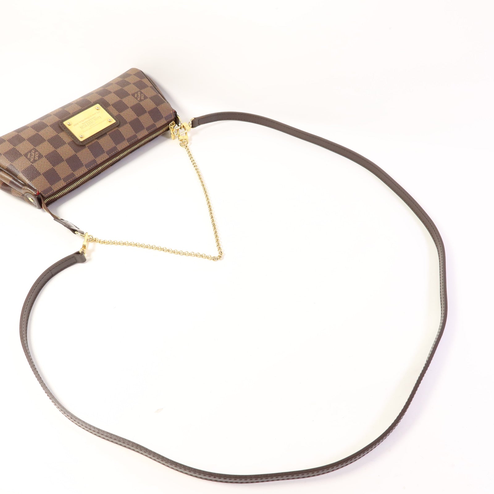 LOUIS VUITTON Damier Eva金扣手挽肩背兩用袋棕色
