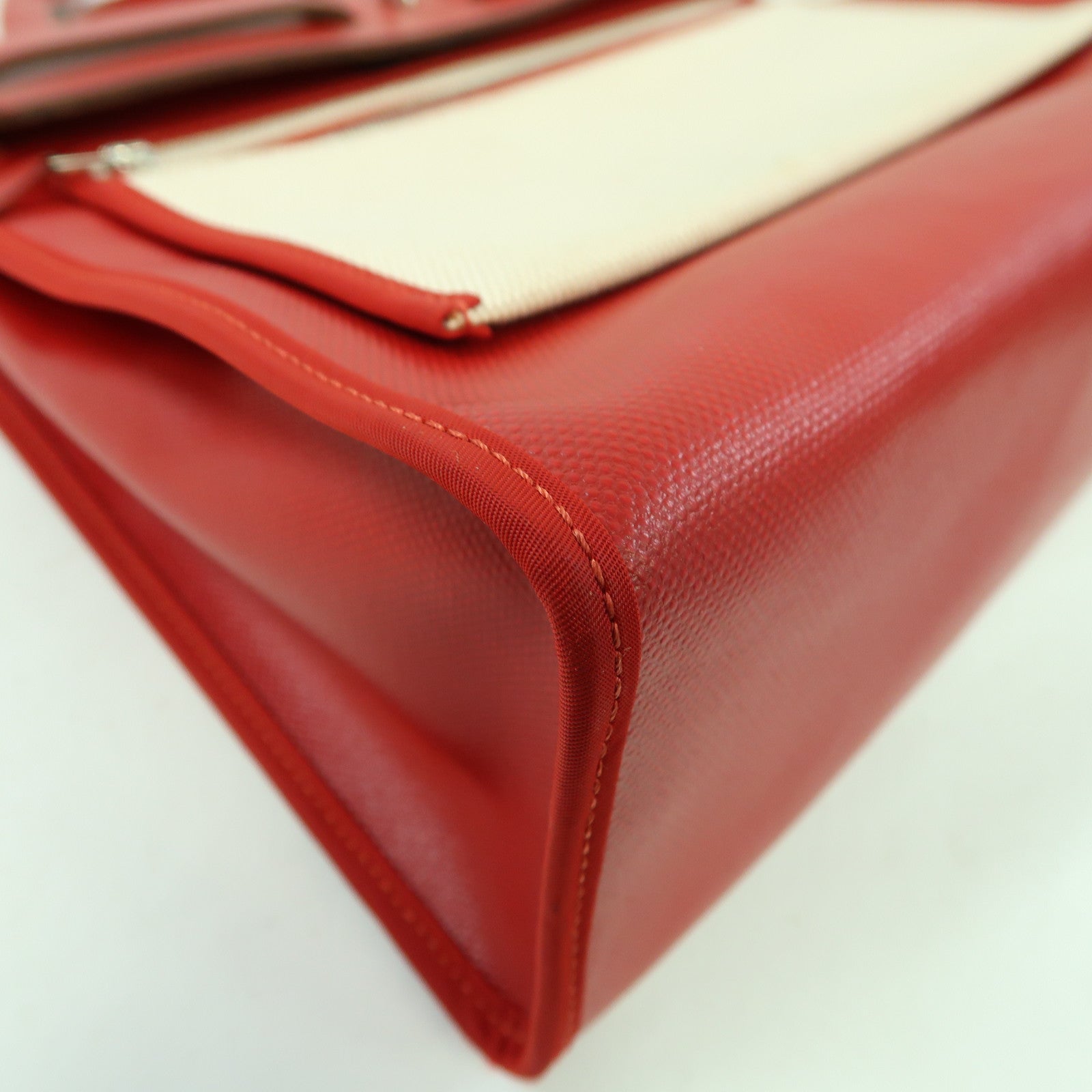 HERMES 防水帆布Herbag PM銀扣手挽肩背兩用袋紅色