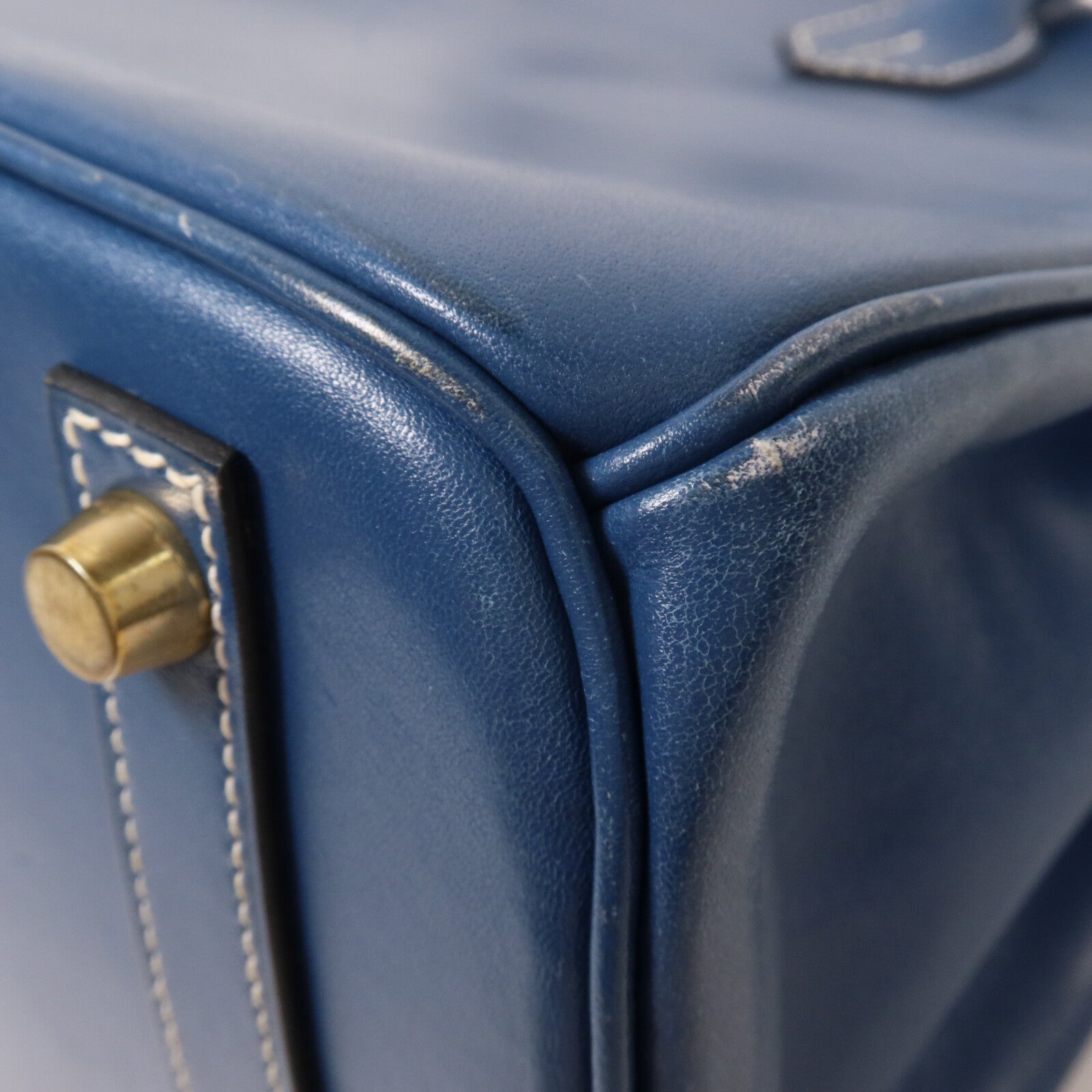 HERMES Swift皮革Birkin 30手挽袋Bleu Thalassa