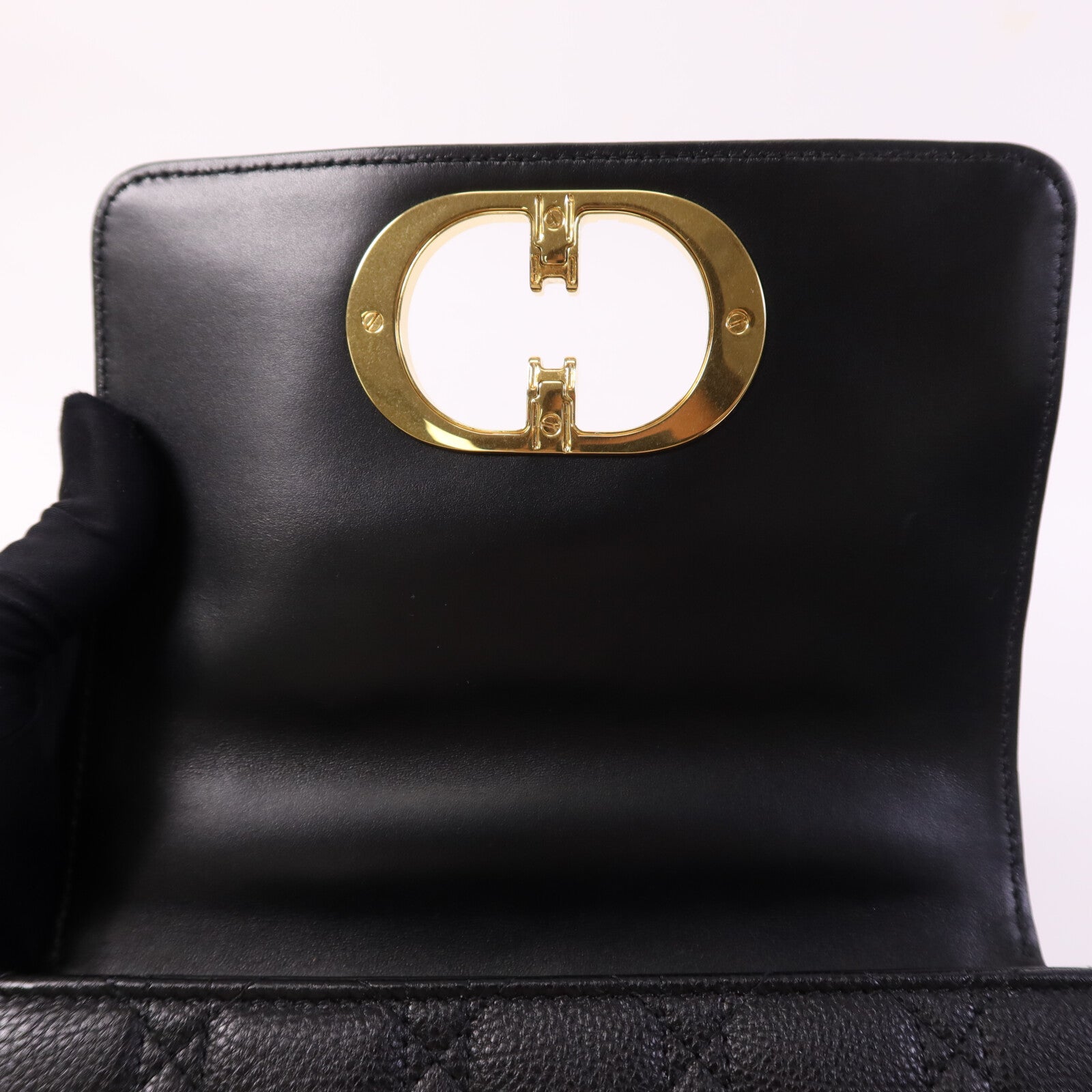 Dior 牛皮皮革Small Caro Bag金扣鏈帶肩背袋